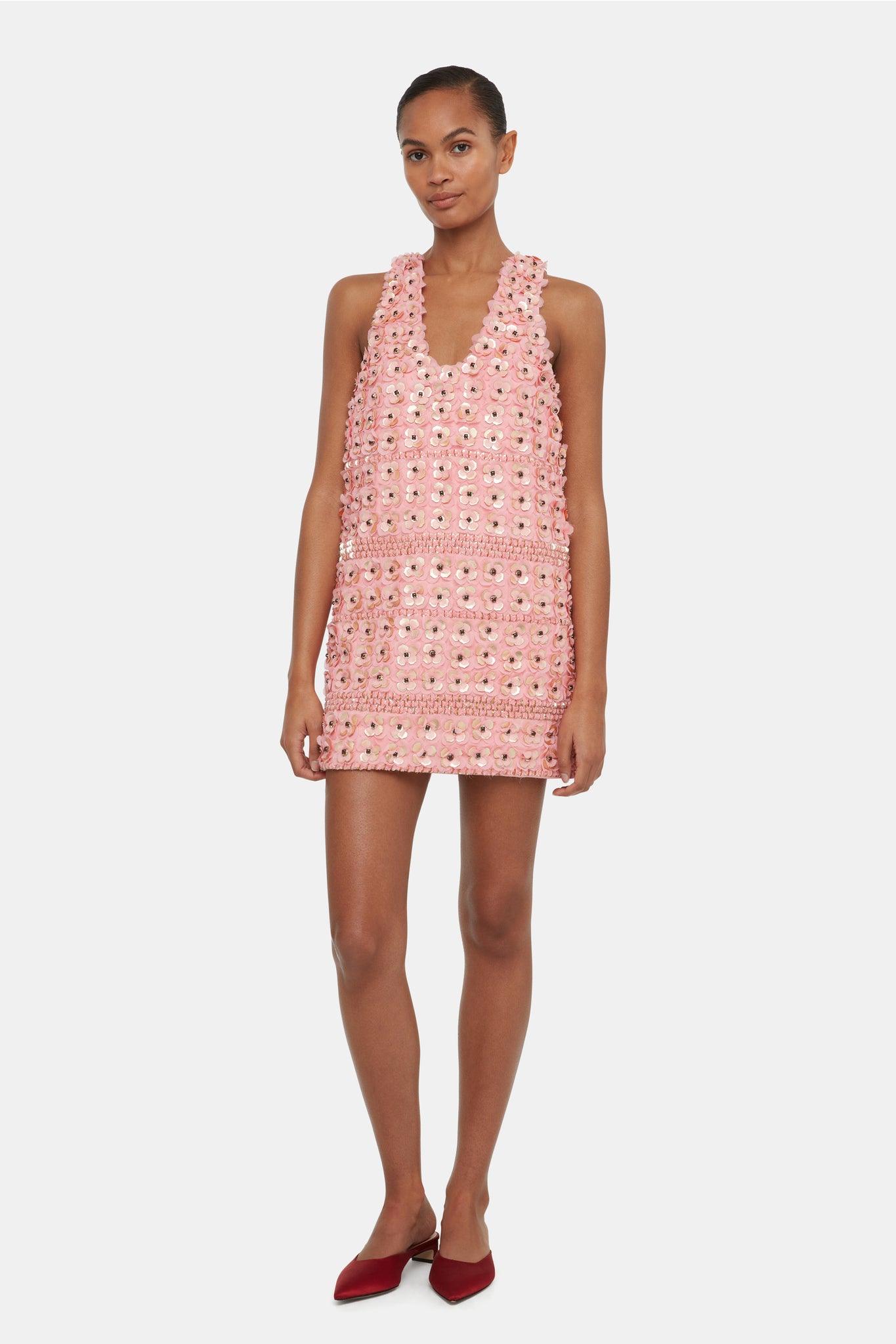 Issy Embellished Dress In Pink Viscose Crepe | Emilia Wickstead