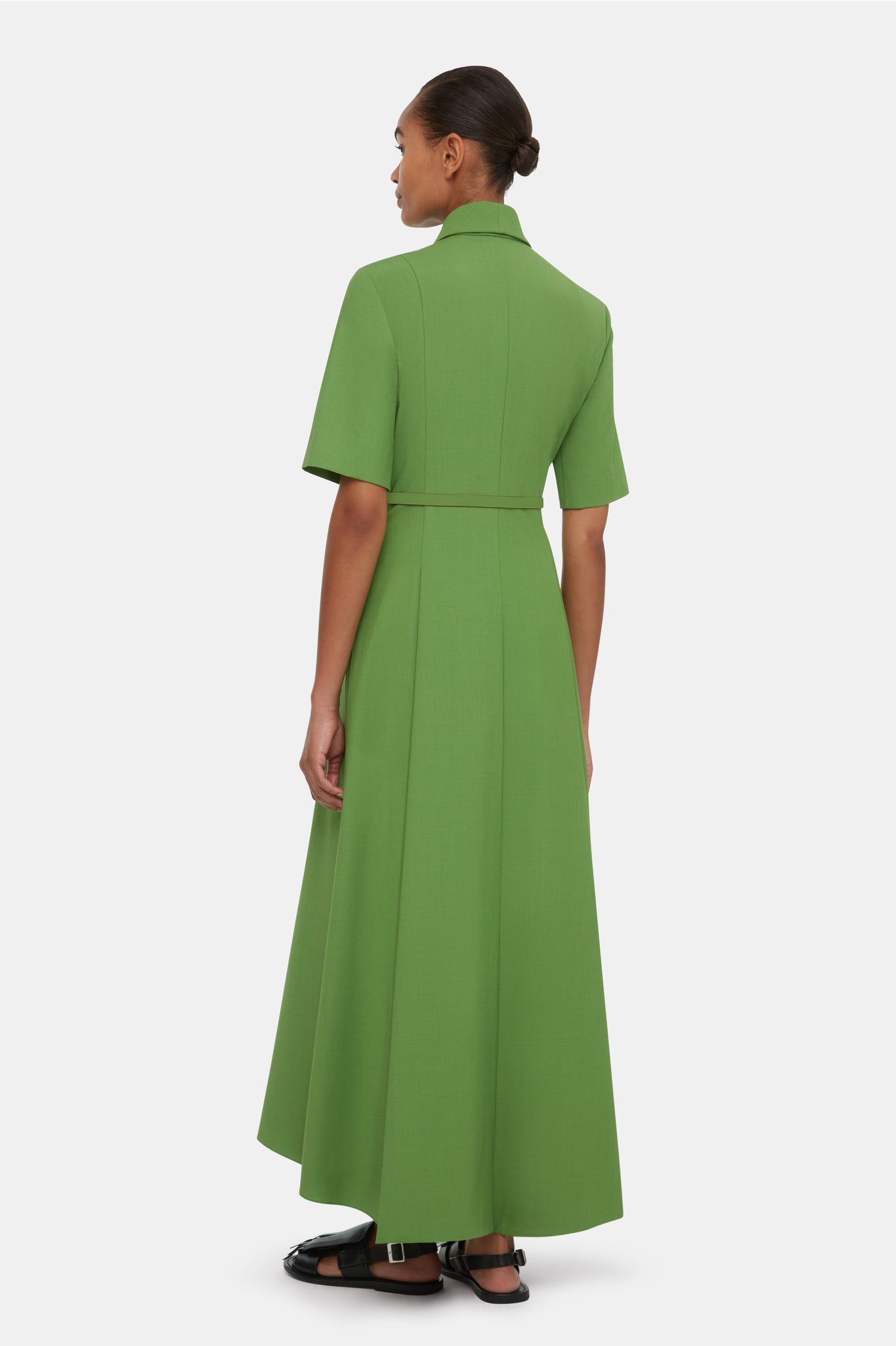 Iwona Dress In Green Summer Wool | Emilia Wickstead