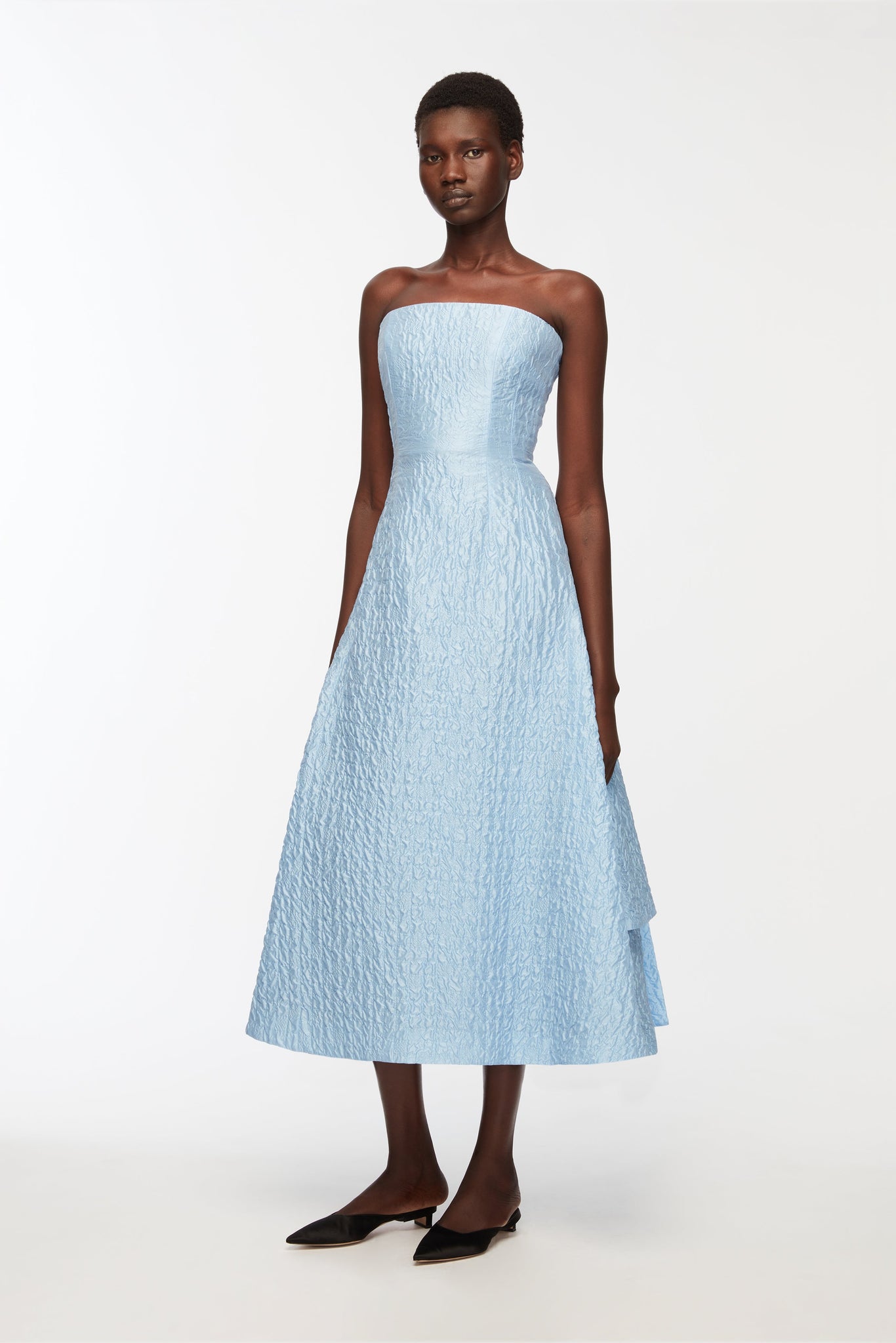 Jenn Dress In Baby Blue Seersucker | Emilia Wickstead Jenn Dress In Baby Blue Seersucker | Emilia Wickstead