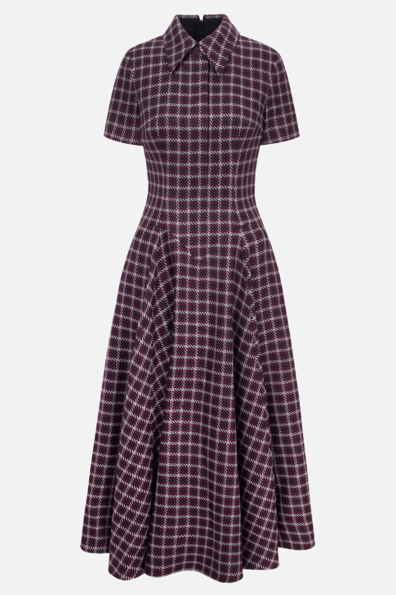 red and black houndstooth dress Alessandra Rich Pleated Houndstooth Silk Midi Dress in Red UFO No More
