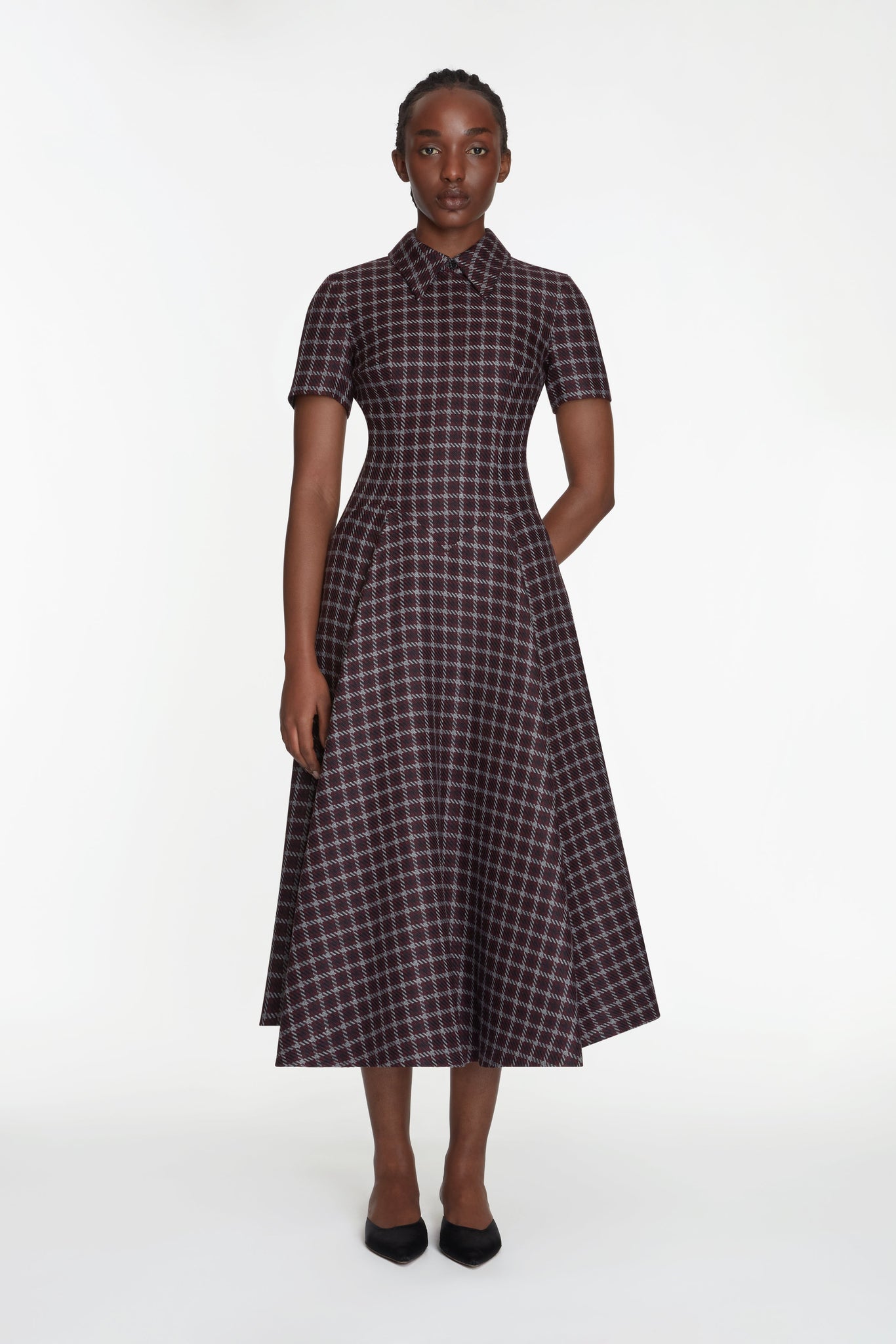 Jody Dress in Red and Black Houndstooth Model Front Shot | Emilia Wickstead