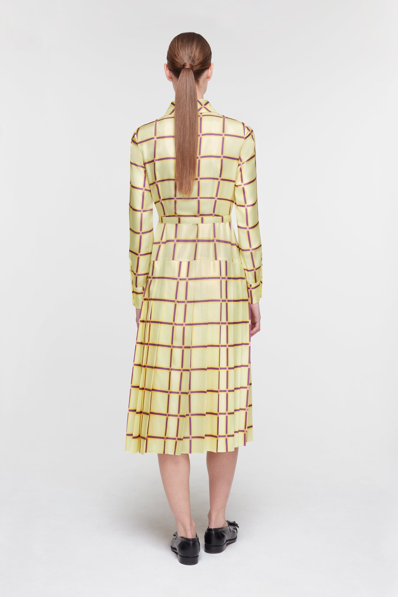 Juul Dress in Lemon, Mustard, & Purple Check Silk Twill– Emilia Wickstead