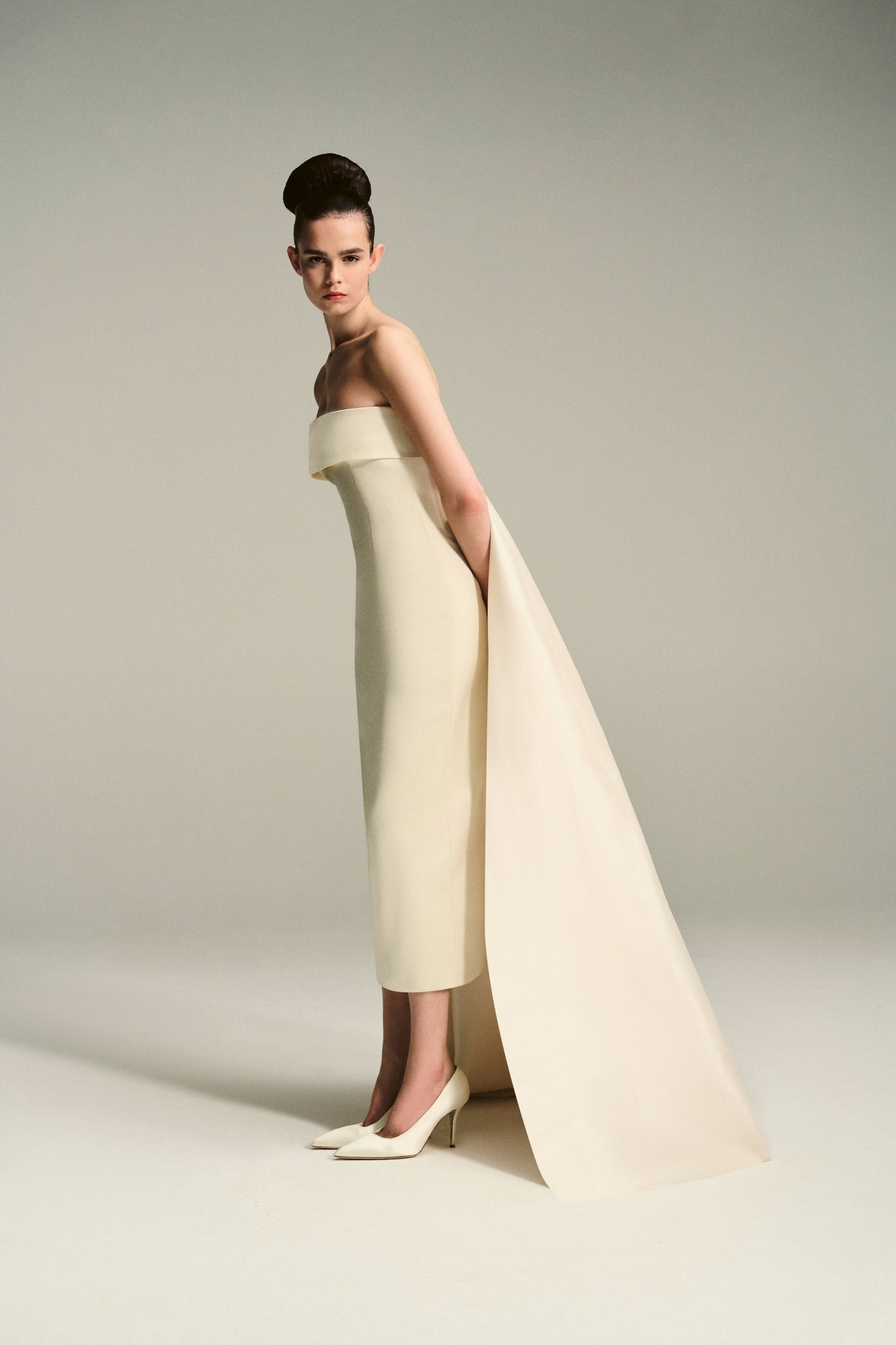 Keeley Bridal Dress with Marina Train in Ivory Double Cloqué (Copy) | Emilia Wickstead