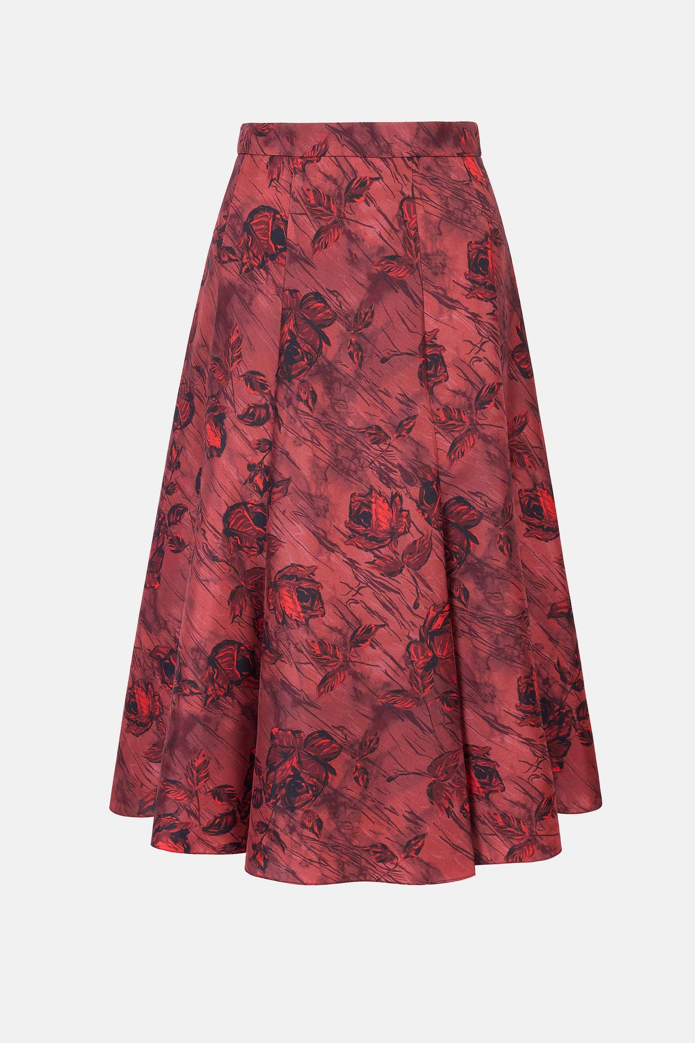 Kensie Skirt In Red Roses on Marble Print