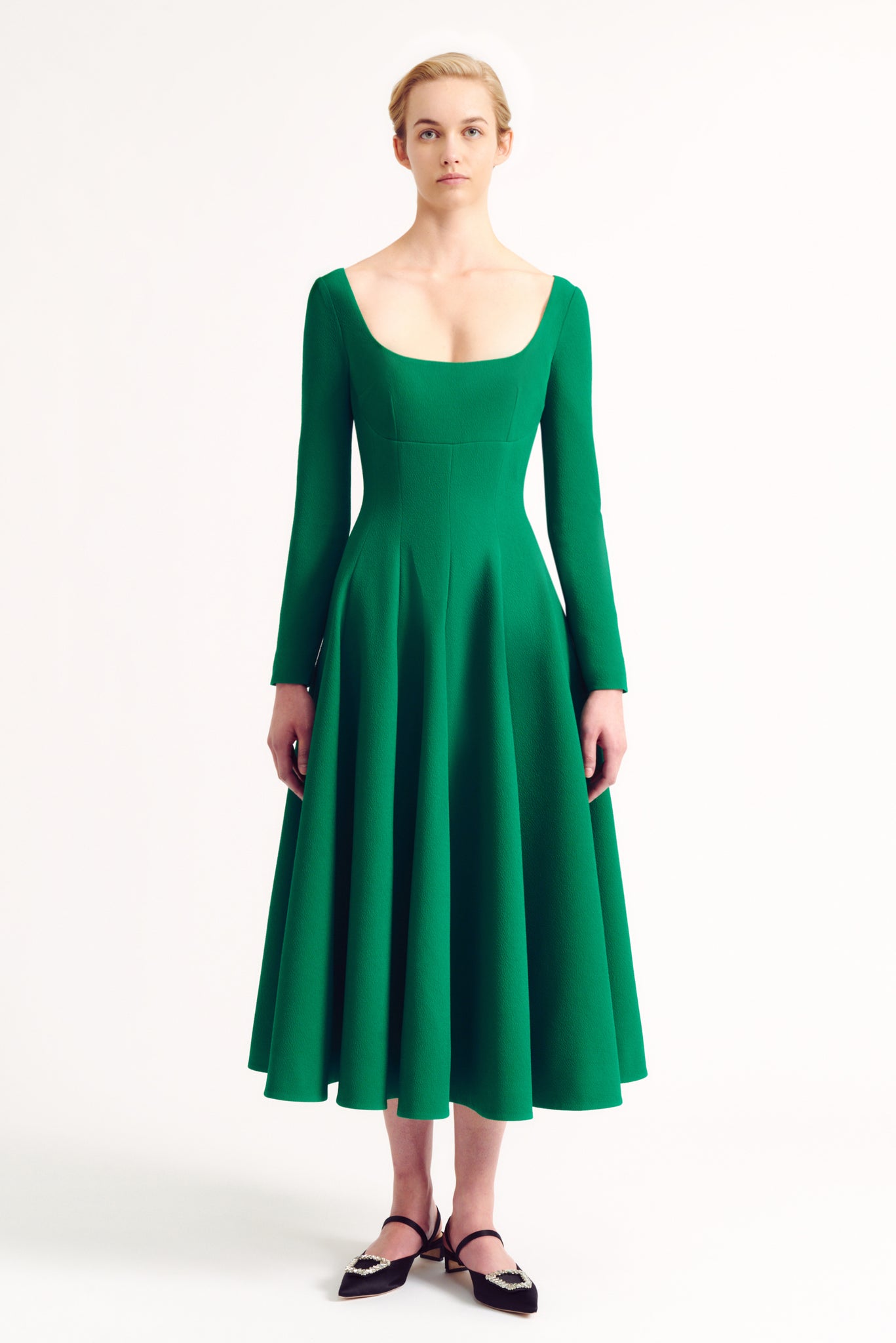 Kylee Dress in Jade Green Double Crepe | Emilia Wickstead