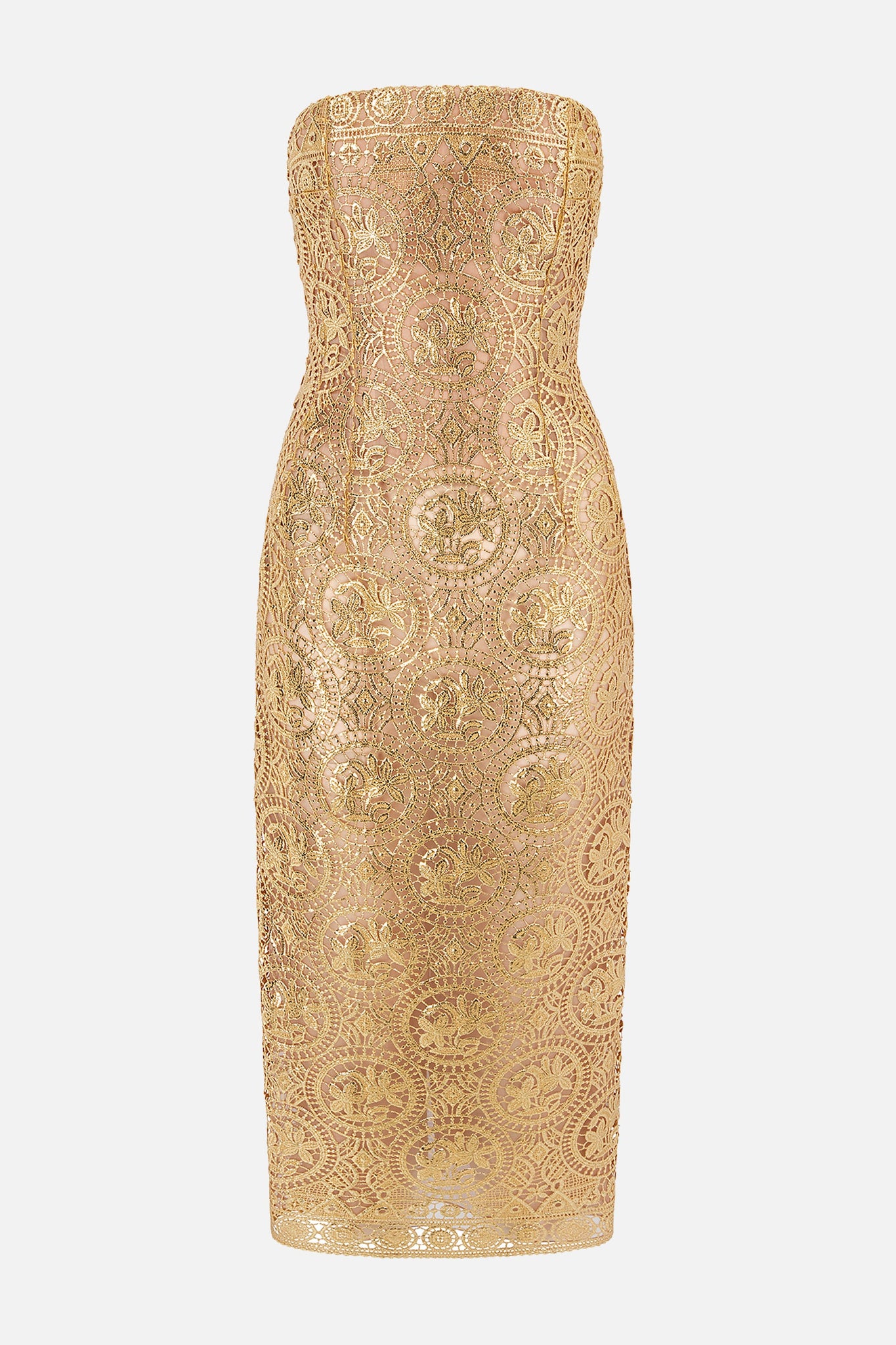 Laelia Dress In Gold Foiled Guipure | Emilia Wickstead