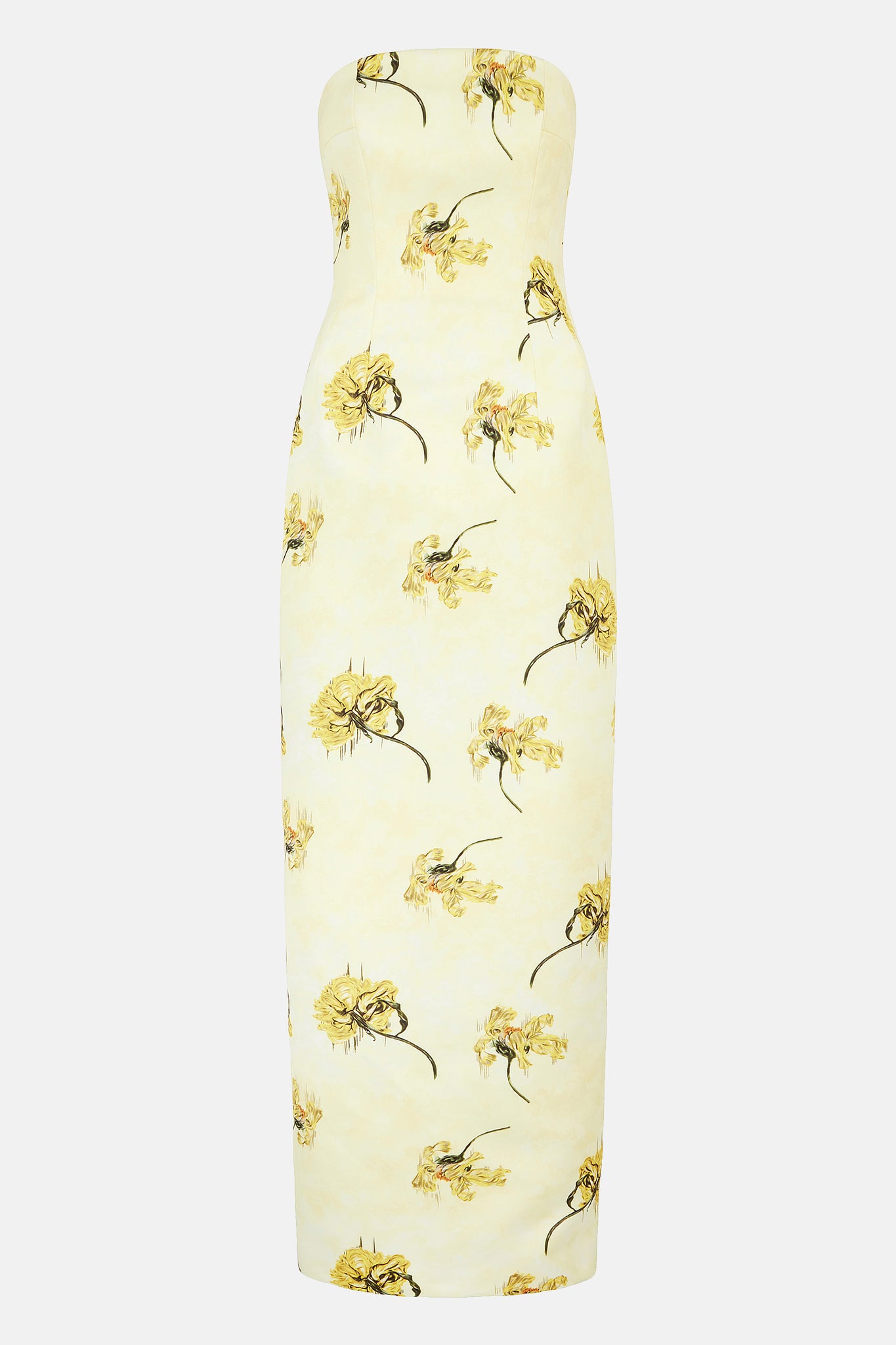 Laelia Dress In Genzianella In Yellow Flowers On Lemon