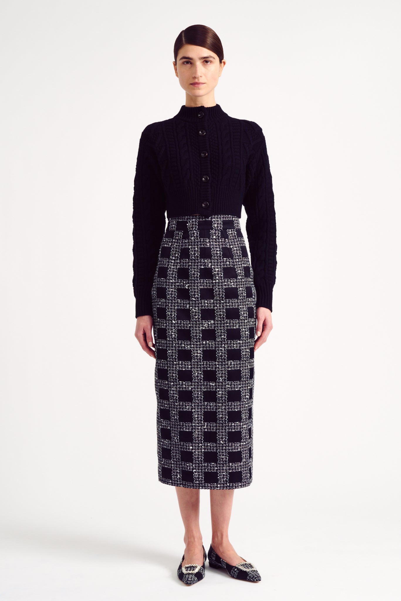 Larada Skirt in Black Faded Check | Emilia Wickstead