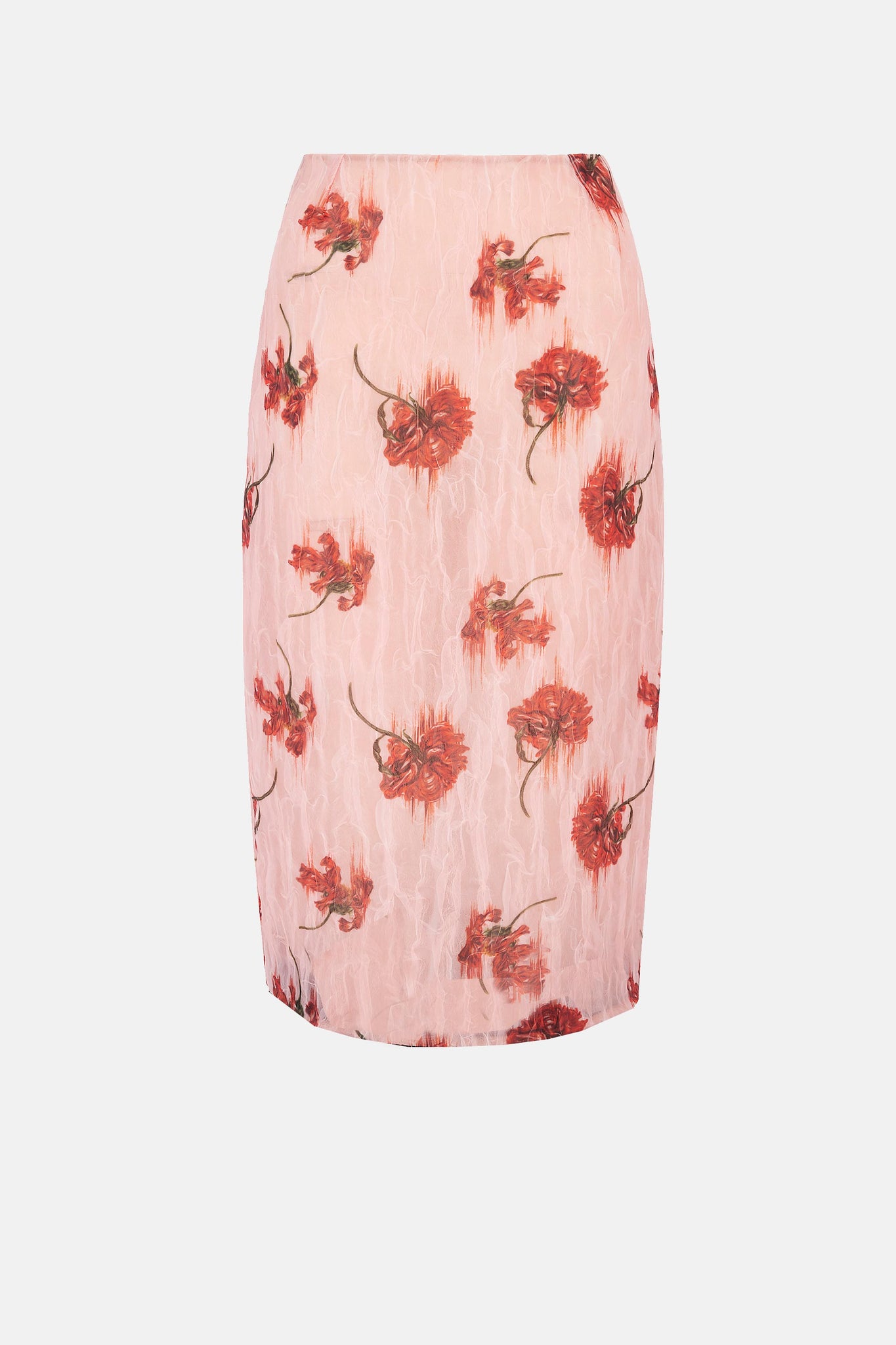 Lorelei Skirt In Coral Floral Print On Pink Textured Organza | Emilia Wickstead