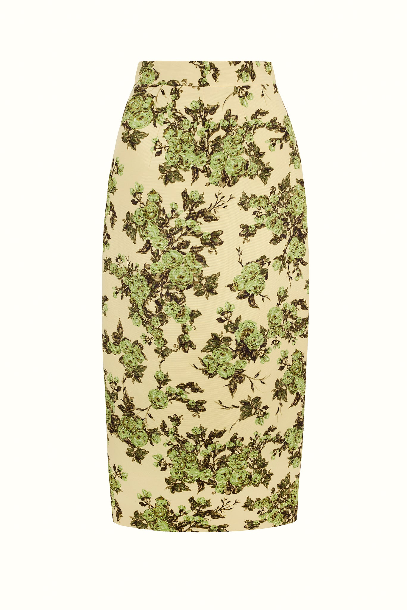 Lorelei Skirt In Green Centifolia Rose Floral Print Taffeta Faille | Emilia Wickstead