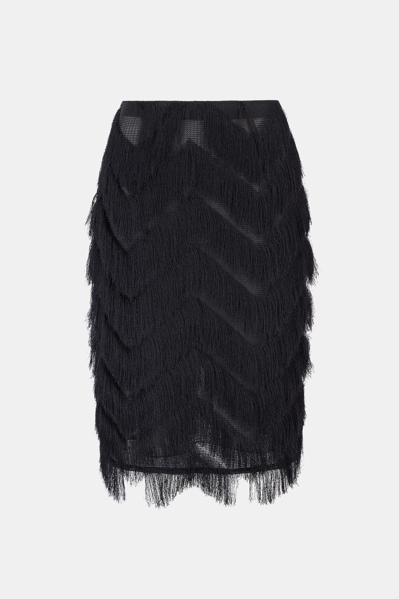 Lorelei Skirt In Black Zig Zag Fringe | Emilia Wickstead