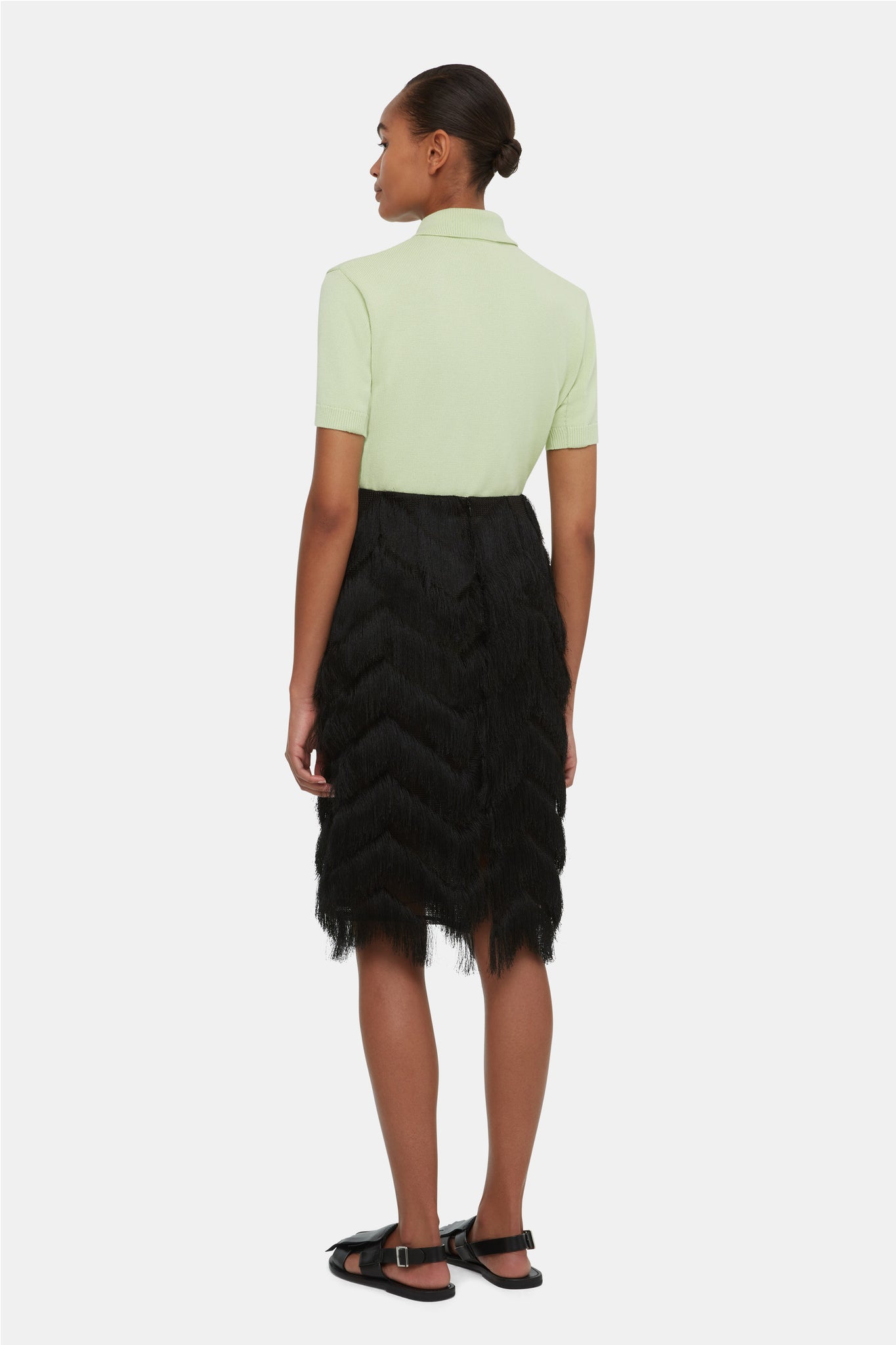 Lorelei Skirt In Black Zig Zag Fringe | Emilia Wickstead