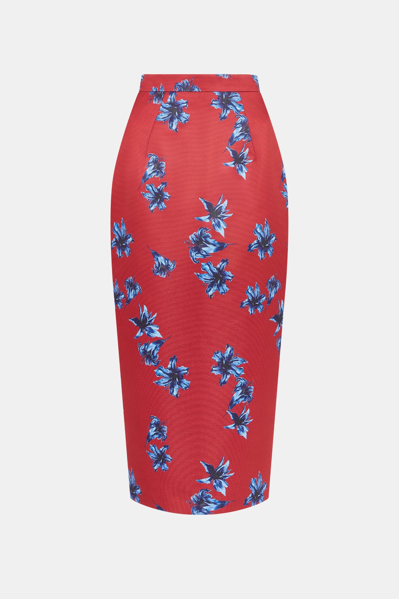 Lorelei Skirt In Red & Blue Festive Lillies Taffeta Faille | Emilia Wickstead