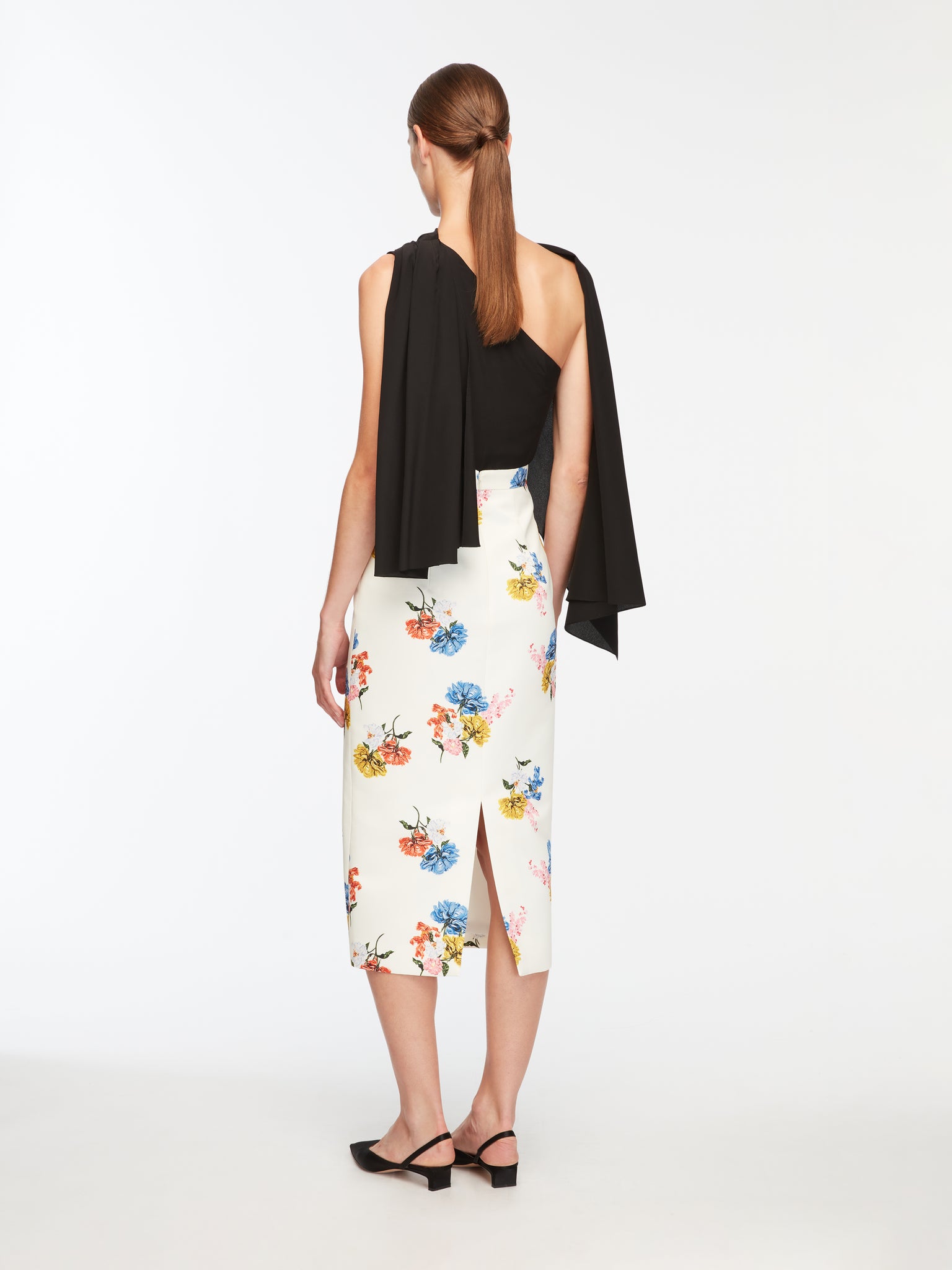 Lorelei skirt In Retro Bouquet On White Taffeta Faille