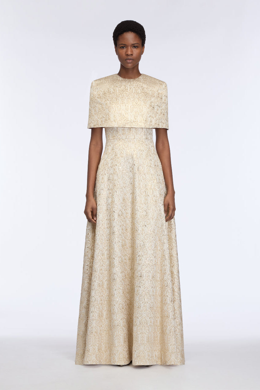 Lucretia Dress in Gold Metallic Jacquard– Emilia Wickstead