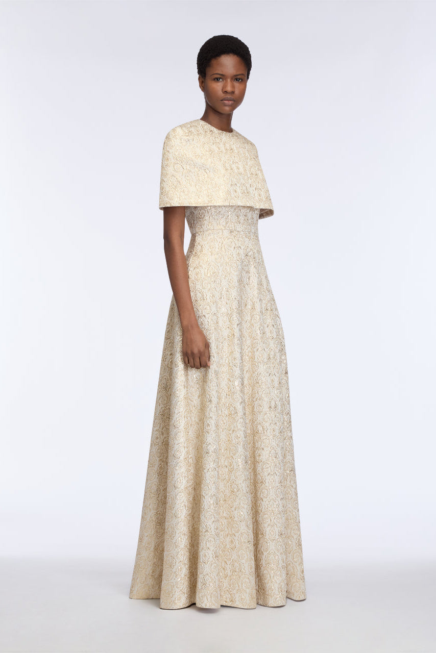 Lucretia Dress in Gold Metallic Jacquard– Emilia Wickstead