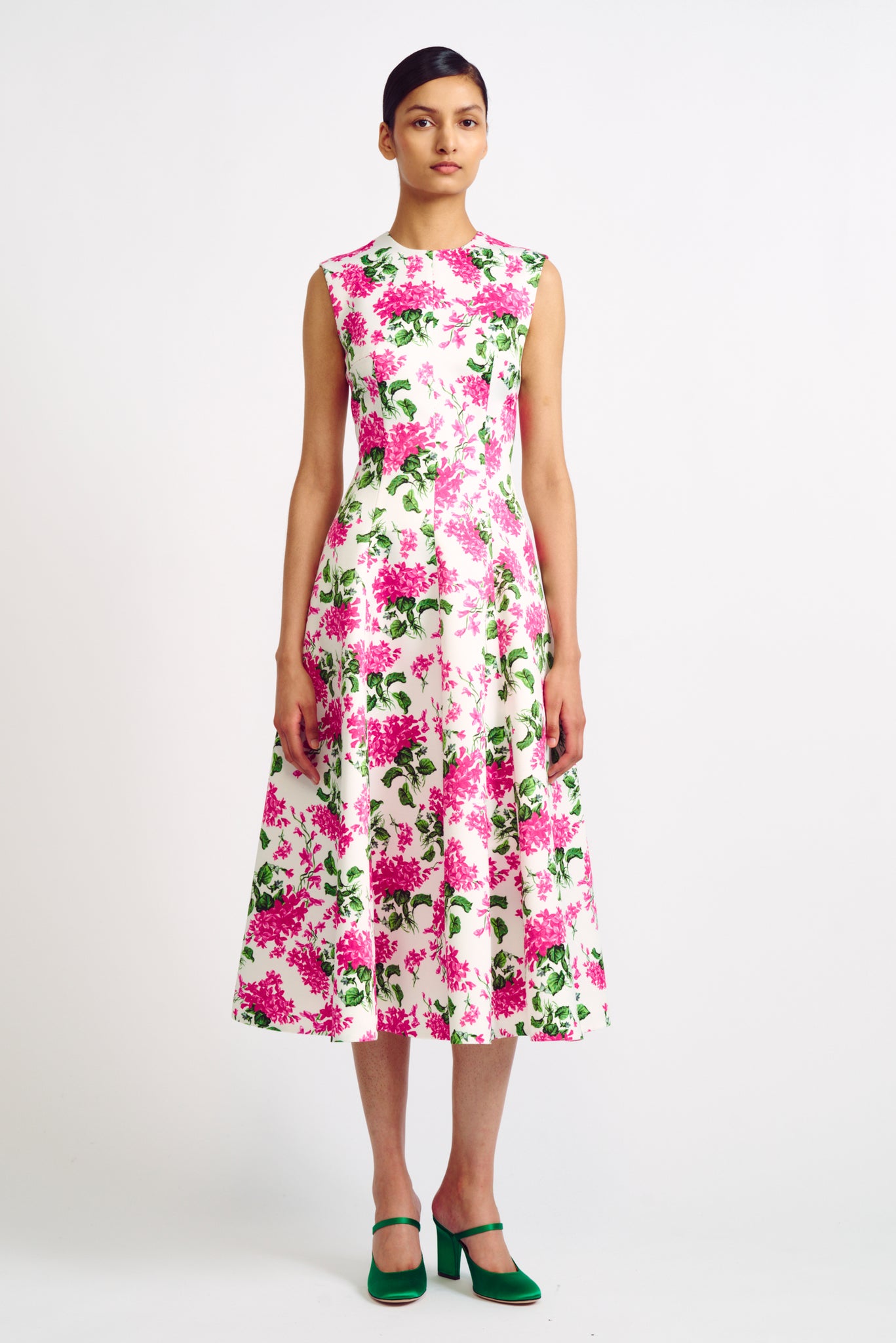 Mara Dress | Pink Floral Print Fit and Flare Dress | Emilia Wickstead