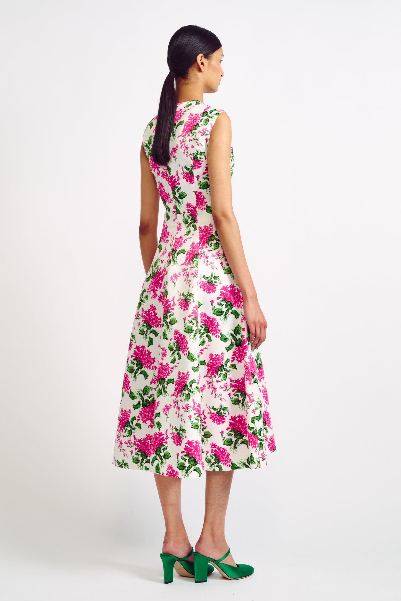 Mara Dress | Pink Floral Print Fit and Flare Dress | Emilia Wickstead