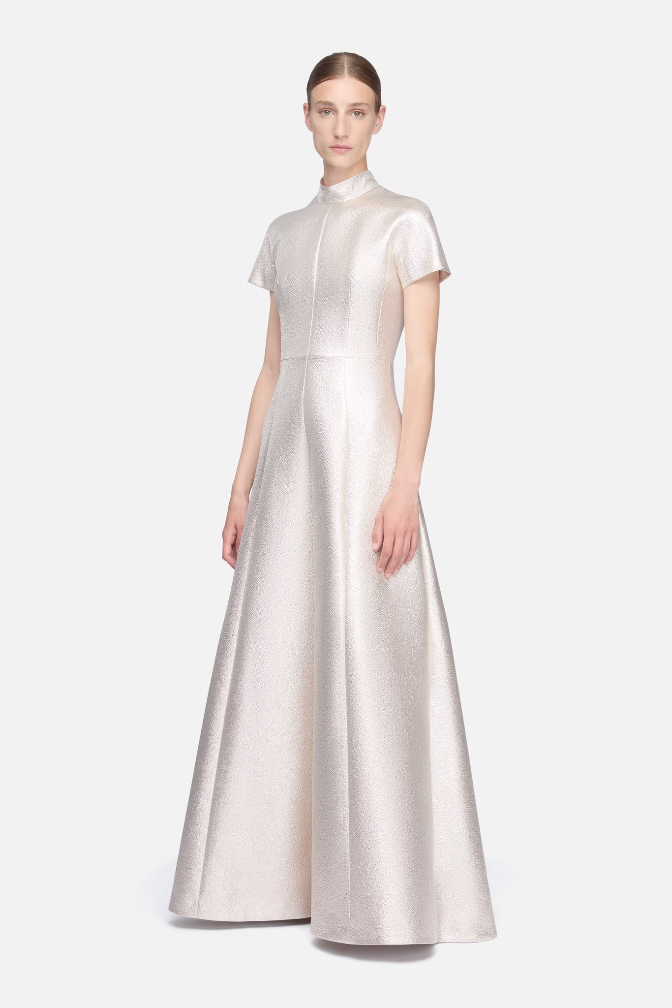 Malinda Dress in Champagne Metallic Cloque– Emilia Wickstead
