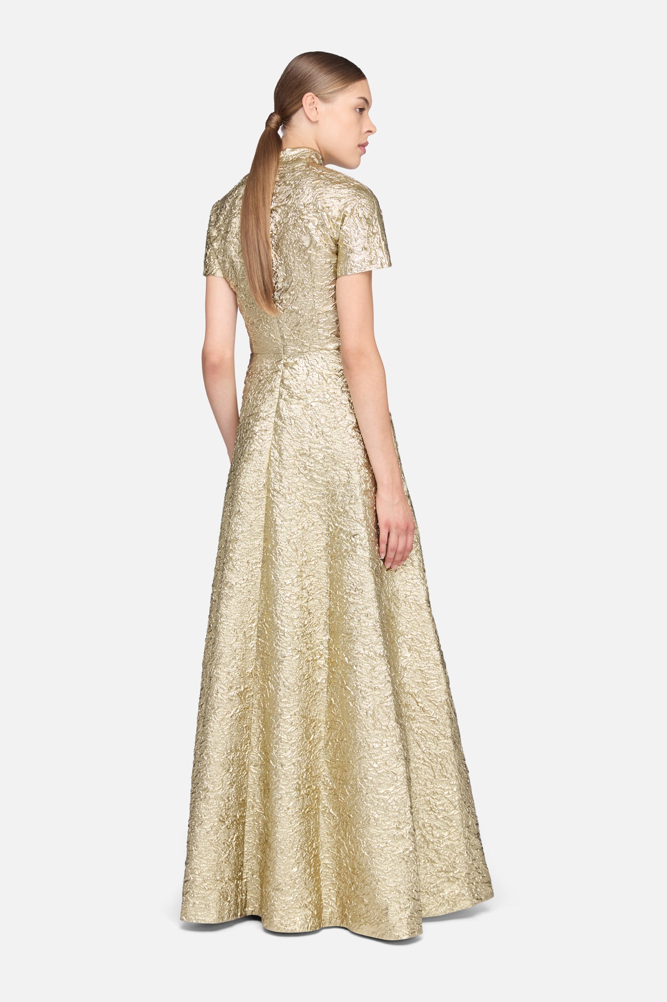 emilia wickstead gold dress Malinda in Metallic Cloque– Option:1/EACH | Size : 2 3/4