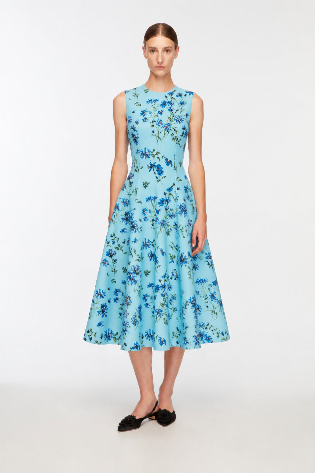 Mara Dress in Blue Magnolia Taffeta Faille