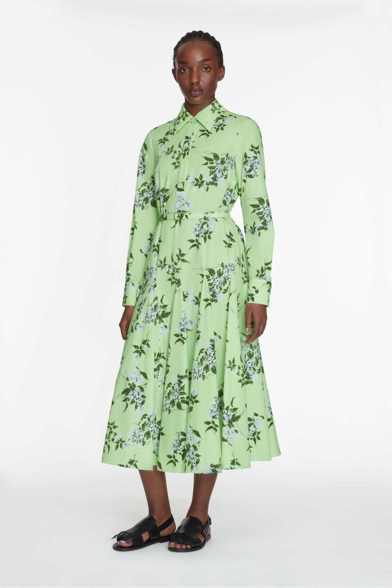 emilia wickstead green floral dress Aislinn Dress In Dark Green Graphic Floral |Emilia Wickstead main image 1