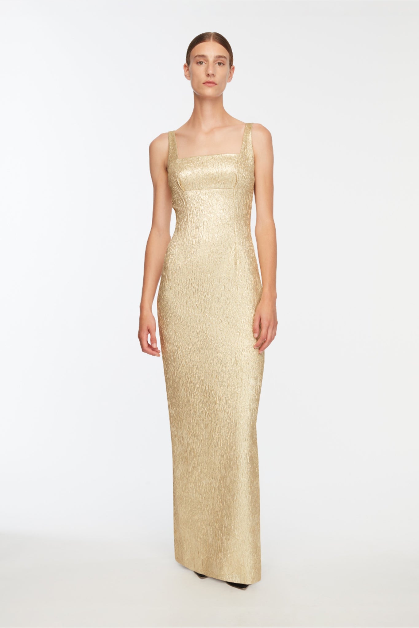 Micheline Dress In Gold Metallic Cloque