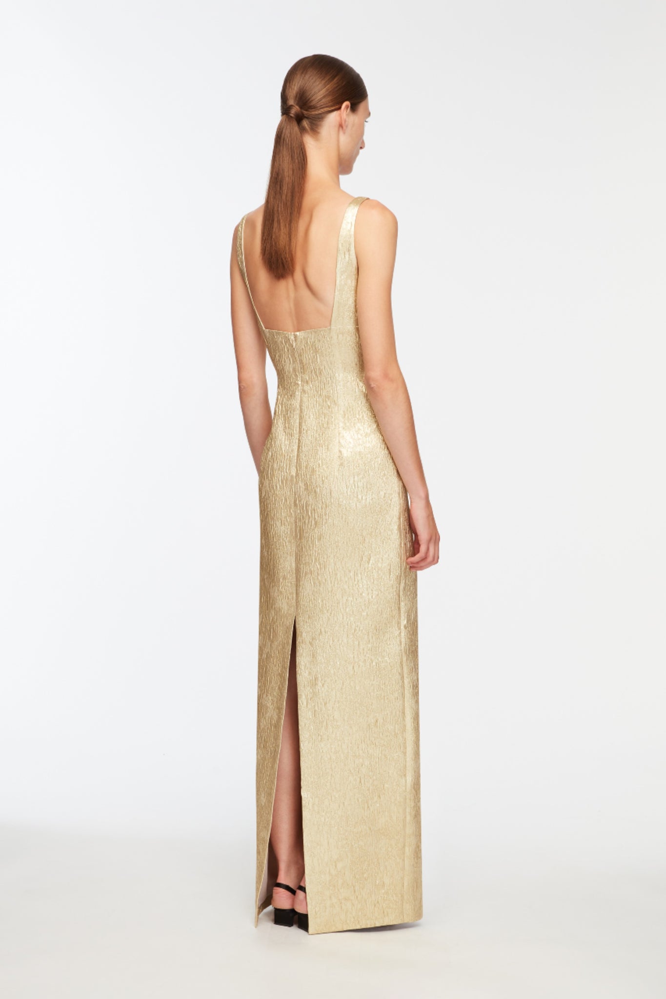 Micheline Dress In Gold Metallic Cloque