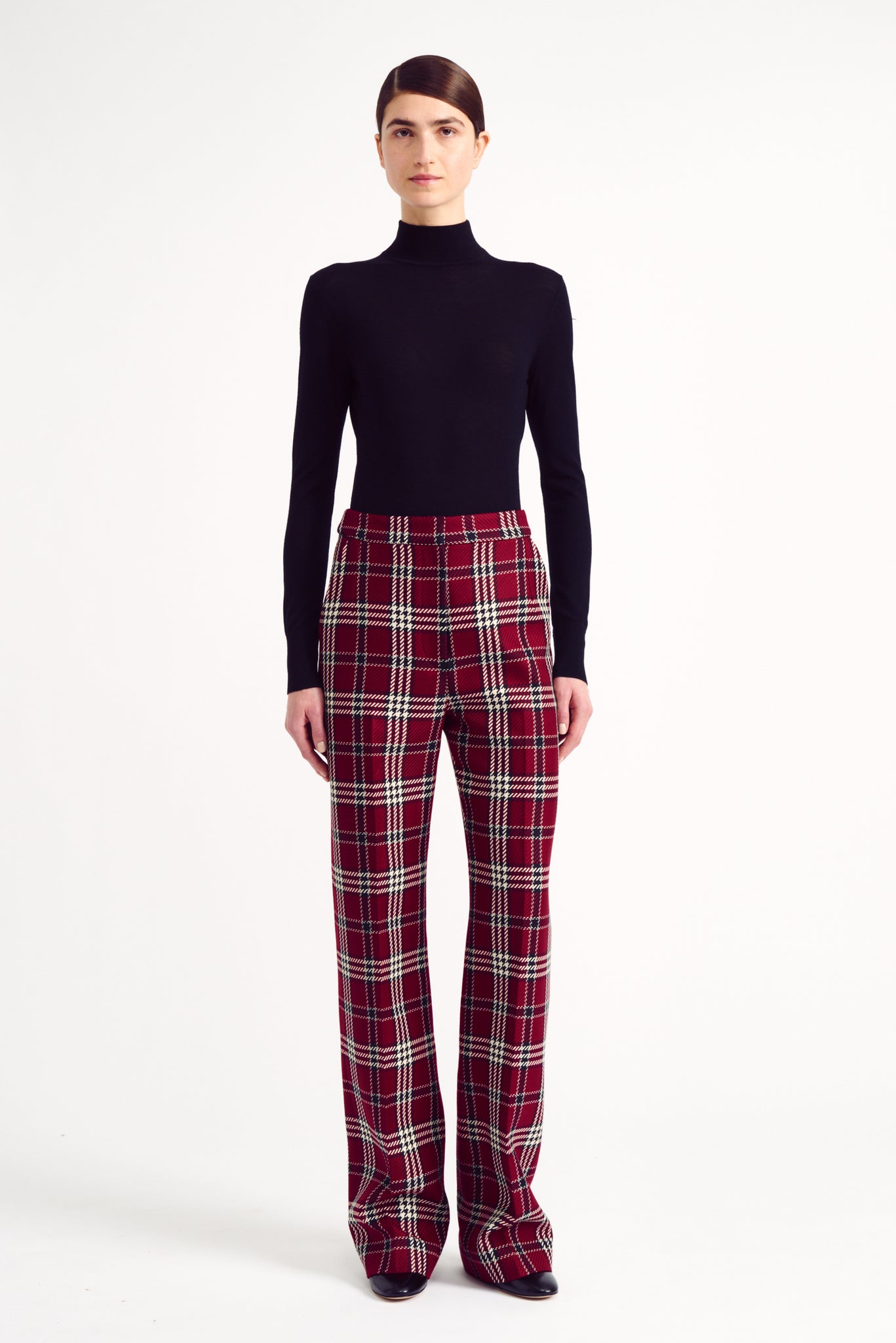 Miggy Maroon Check Shetland Tartan Trouser | Emilia Wickstead