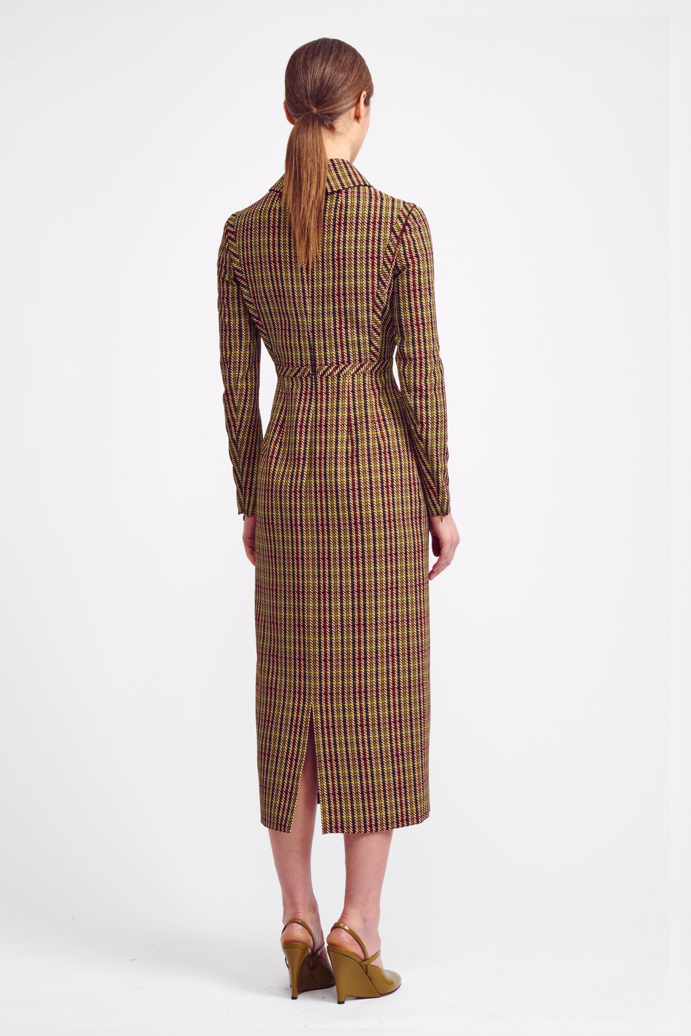 Miley Dress in Multi-Coloured Houndstooth Crepe Georgette | Emilia Wickstead