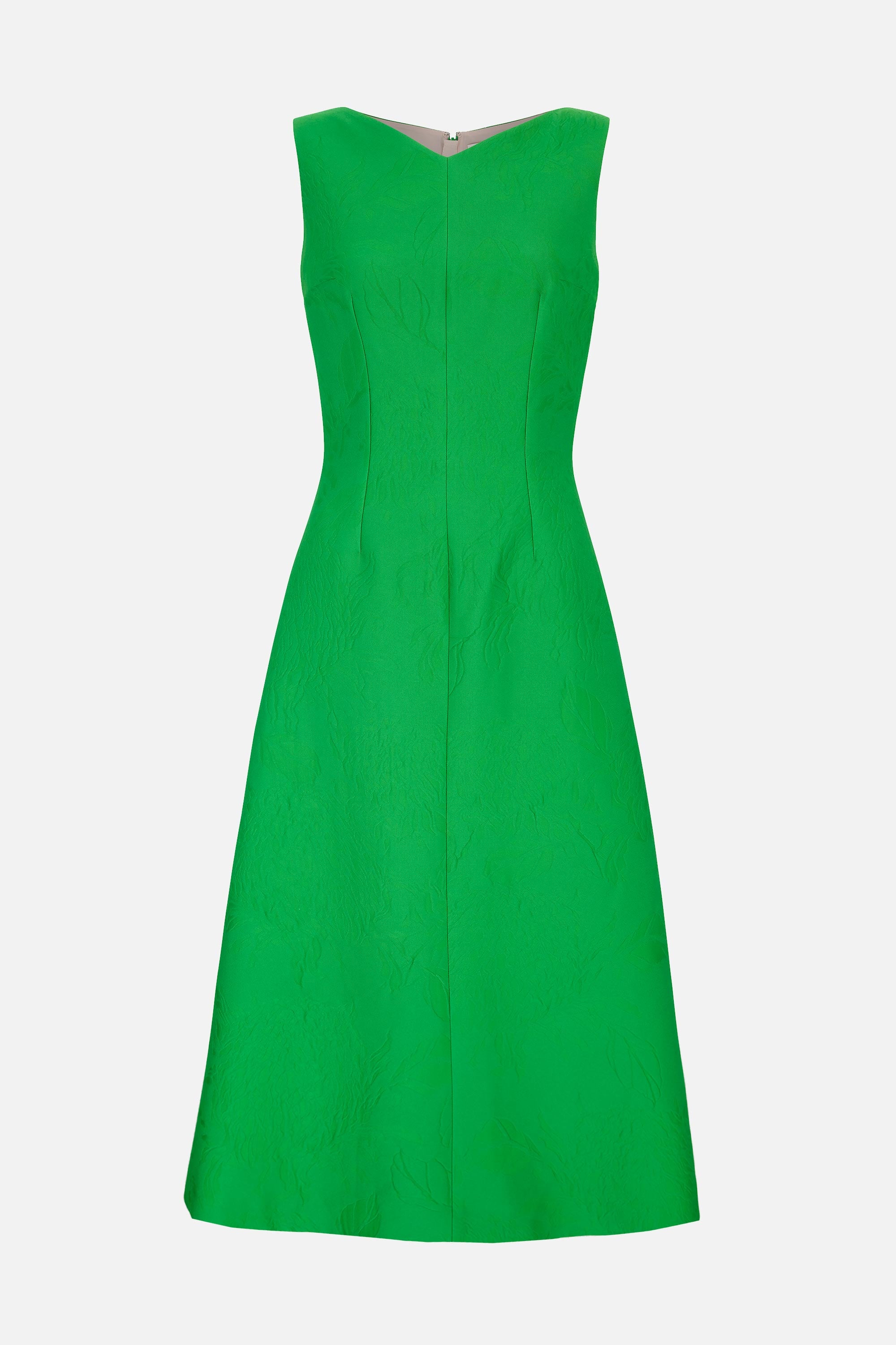 Octavie Dress In Green Embossed Cloque