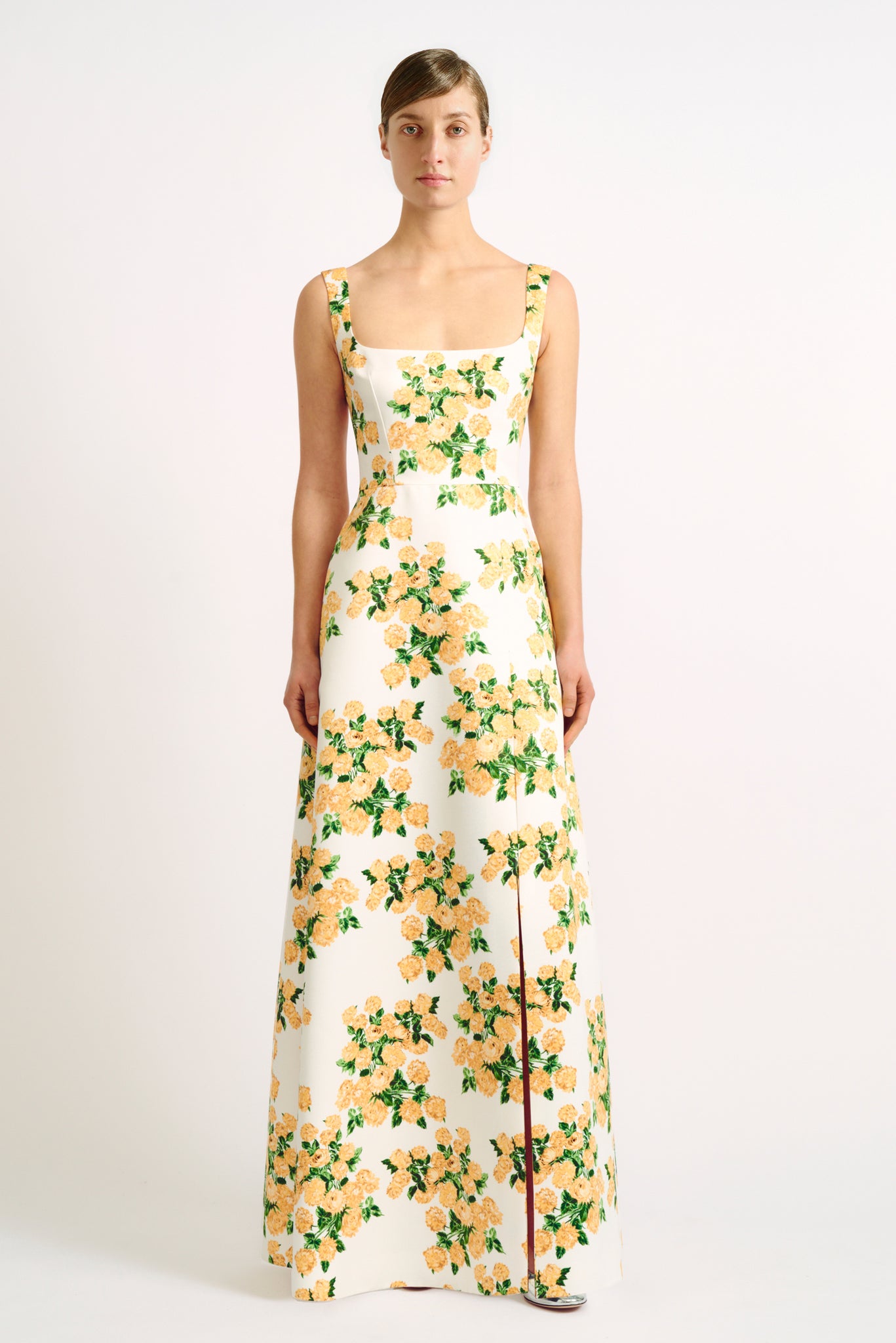 Osbourne Dress | Yellow Floral Print Floor Length Dress | Emilia Wickstead