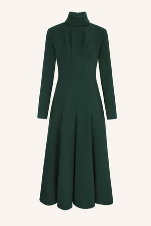 Oakley Dress | Dark Green Long Sleeve High Neck Dress