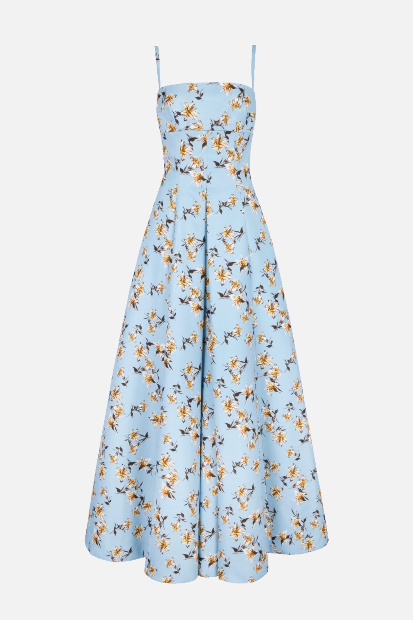 Oceana Dress In Blue Summer Lillies Taffeta Faille | Emilia Wickstead