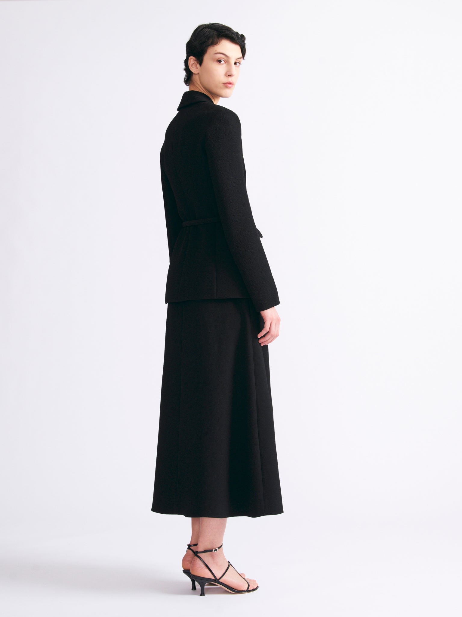 Sato Inverted Pleat A-Line Skirt In Black Double Crepe | Emilia Wickstead