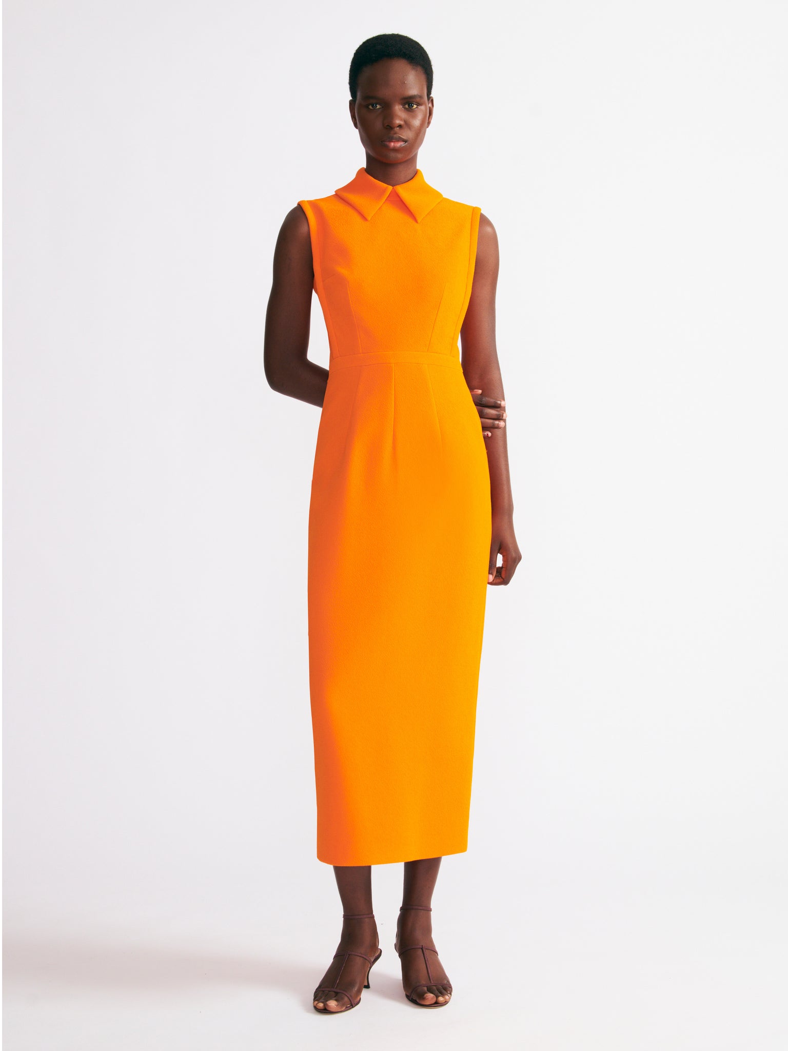 Miles Dress In Hot Orange Double Crepe | Emilia Wickstead