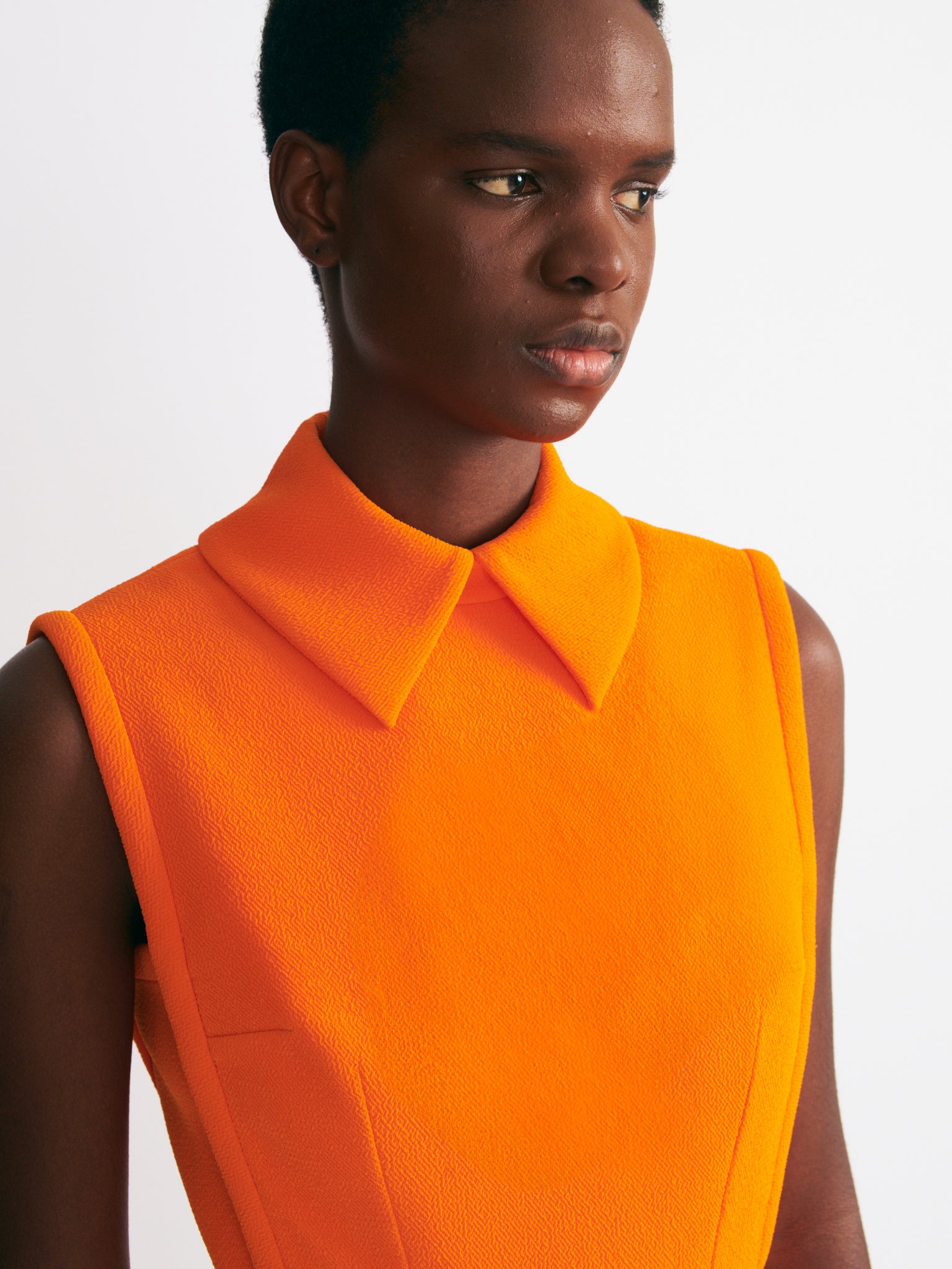 Miles Dress In Hot Orange Double Crepe | Emilia Wickstead