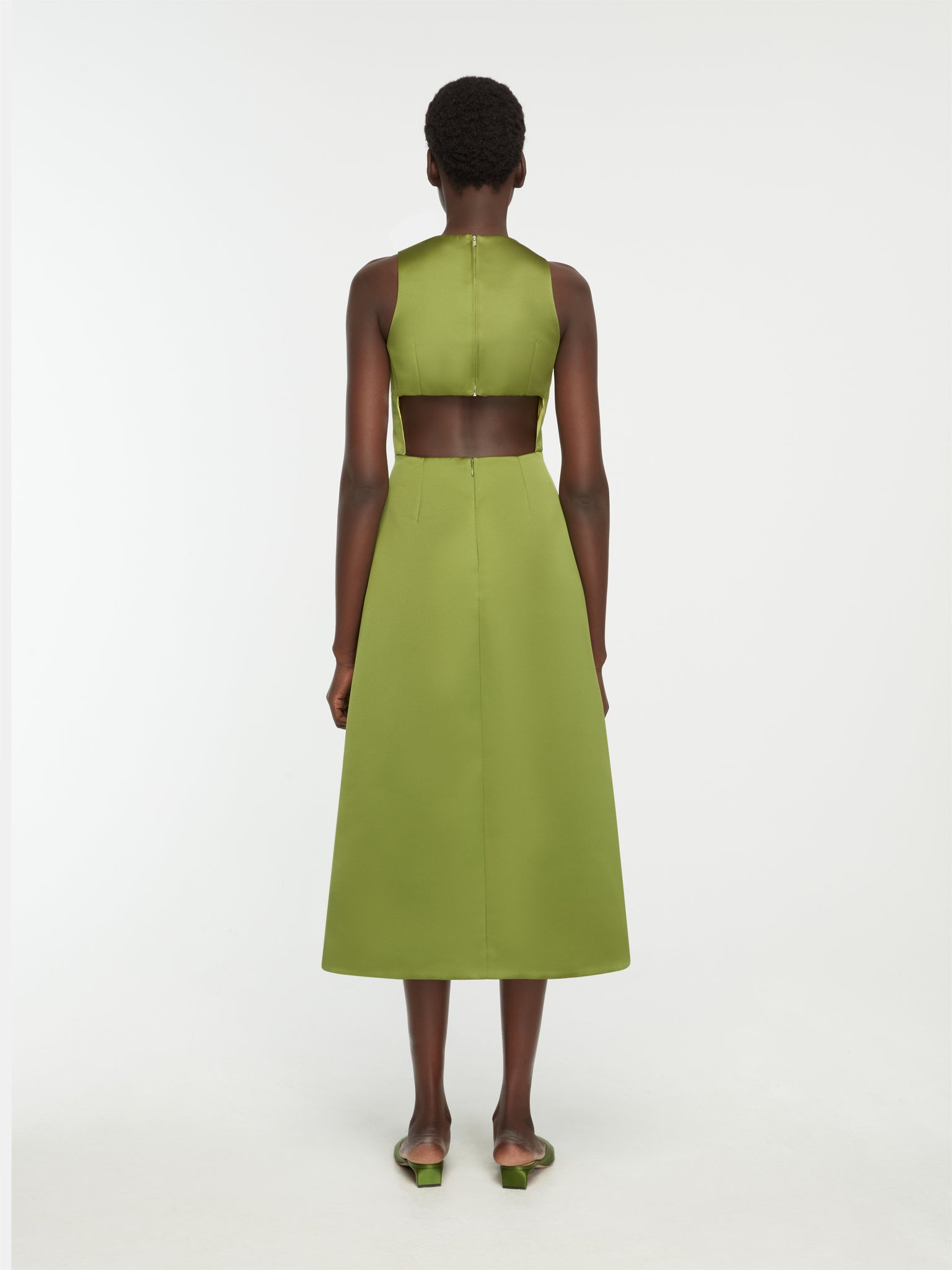 Adonica Dress In Green Italian Duchess Satin
