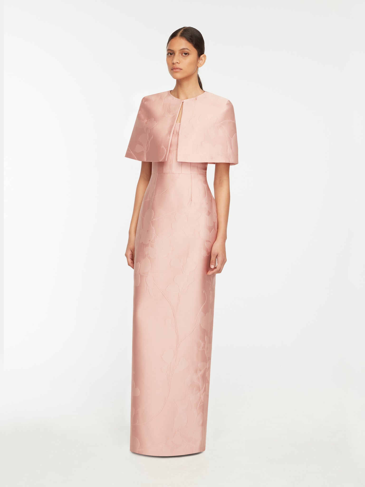 Domie Cape In Pink Embossed Cloque