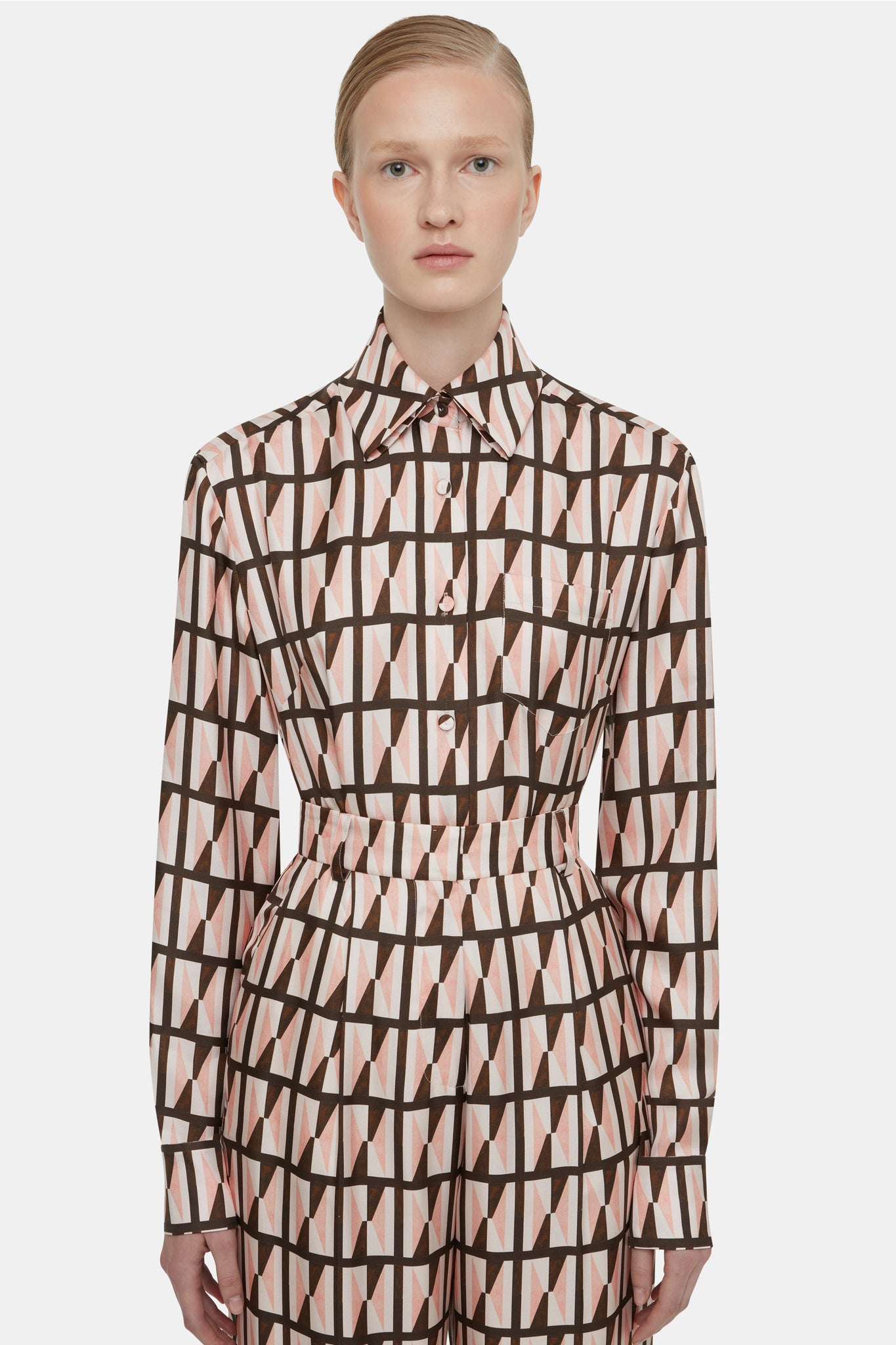 Patricia Top In Geometric Silk Twill | Emilia Wickstead