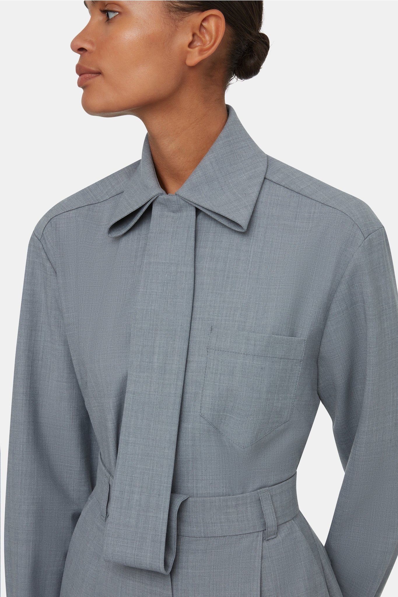 Patricia Top In Grey Summer Wool | Emilia Wickstead