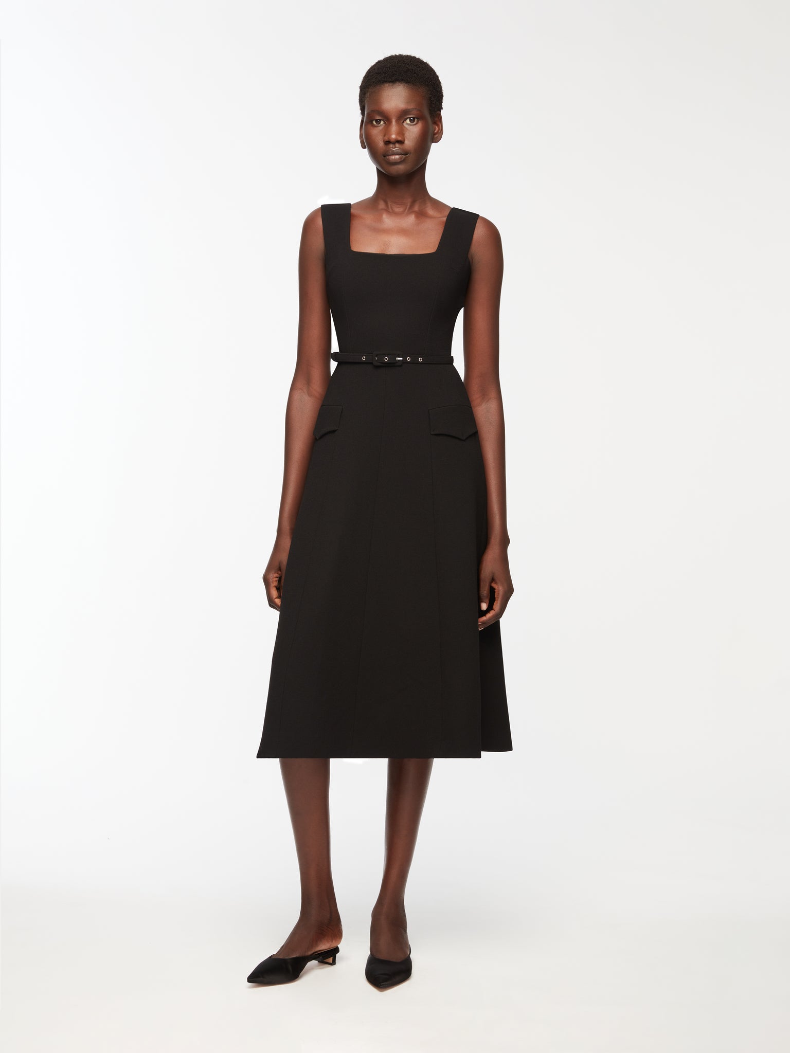 Petra Dress in Black Single Wool Crepe– Emilia Wickstead