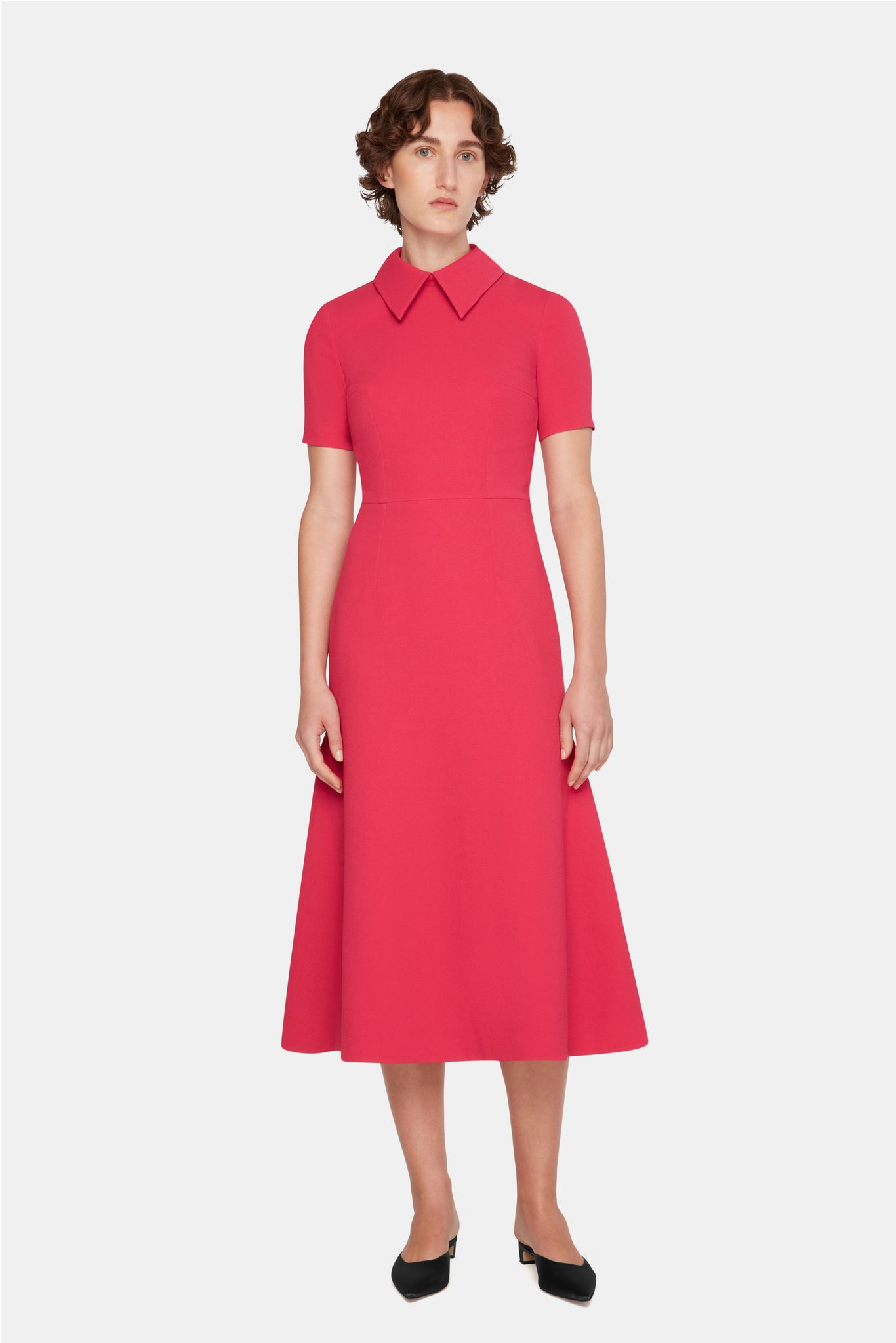 Emilia Wickstead Eman Dress In Watermelon Pink Double Crepe - Emilia Wickstead