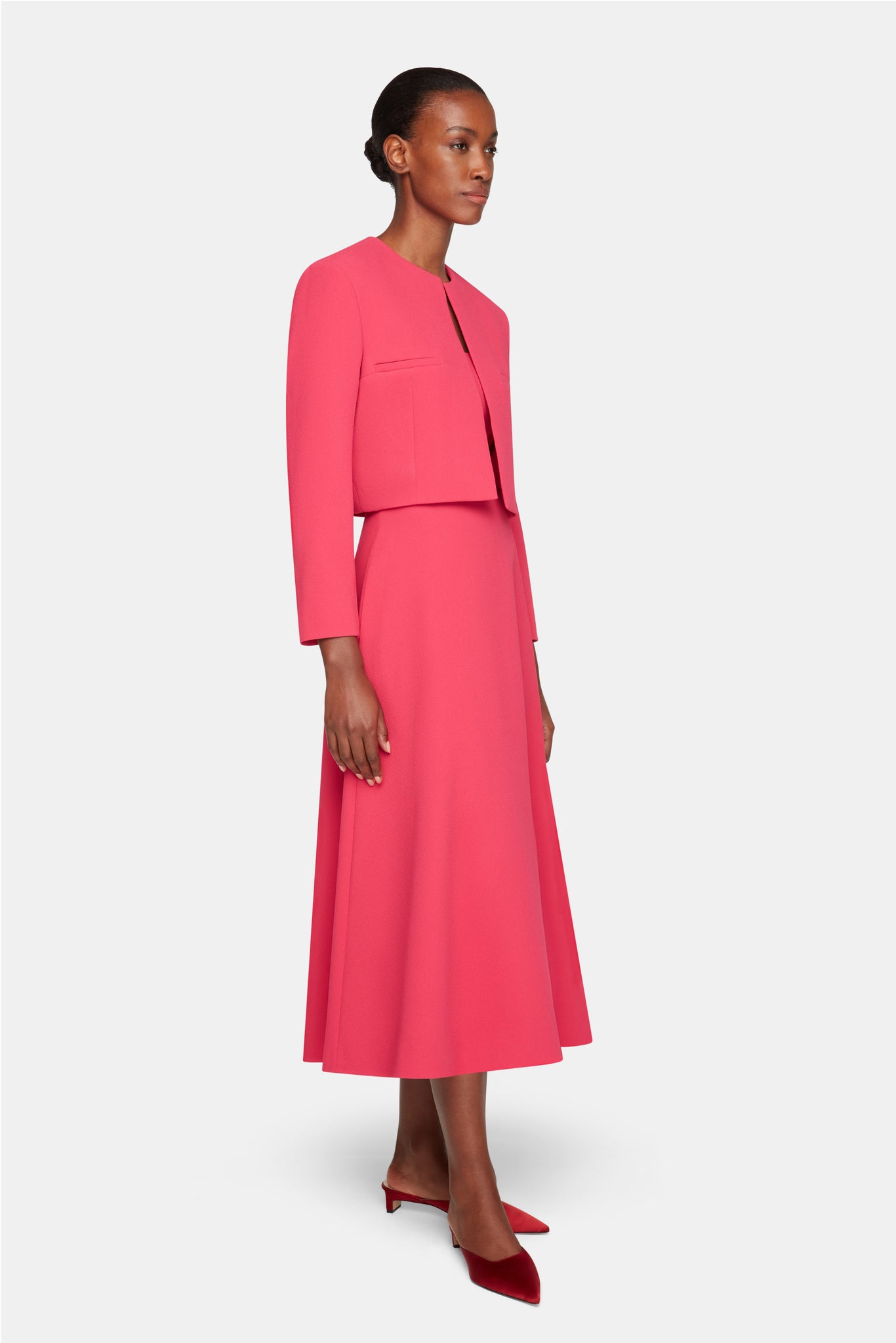 emilia wickstead pink coat dress Mirca Jacket In Watermelon Pink Double Crepe