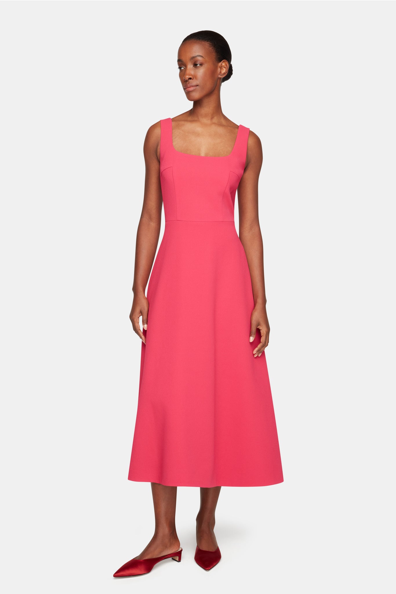 Shiloh Dress In Watermelon Double Crepe | Emilia Wickstead Shiloh Dress In Watermelon Double Crepe | Emilia Wickstead