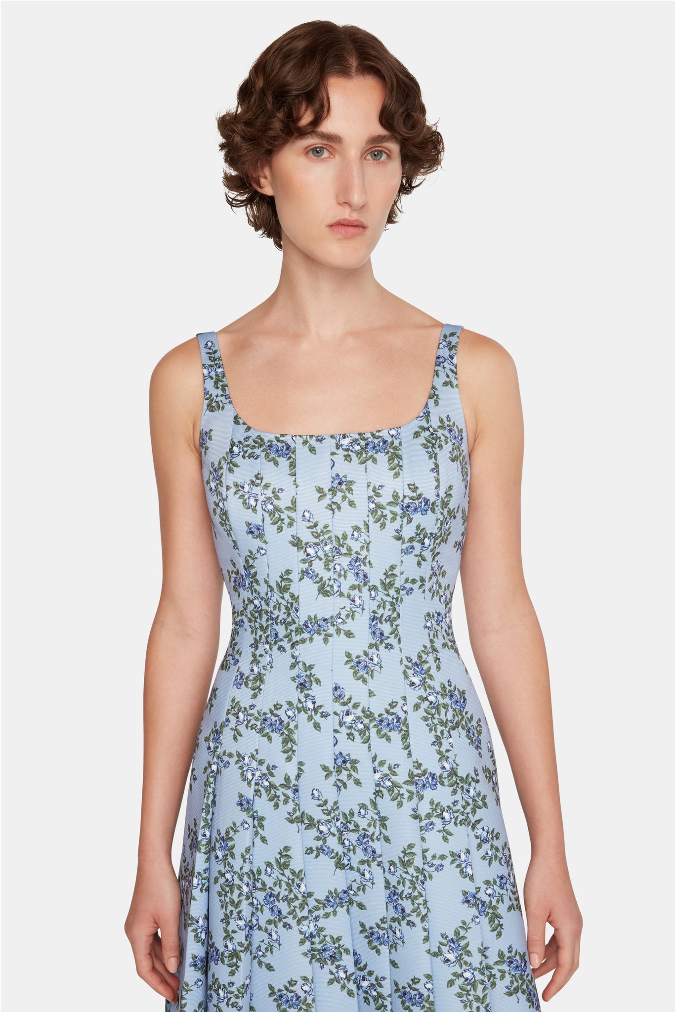 Adele Dress In Blue Roses Baby Blue Taffeta Faille | Emilia Wickstead Adele Dress In Blue Roses Baby Blue Taffeta Faille | Emilia Wickstead
