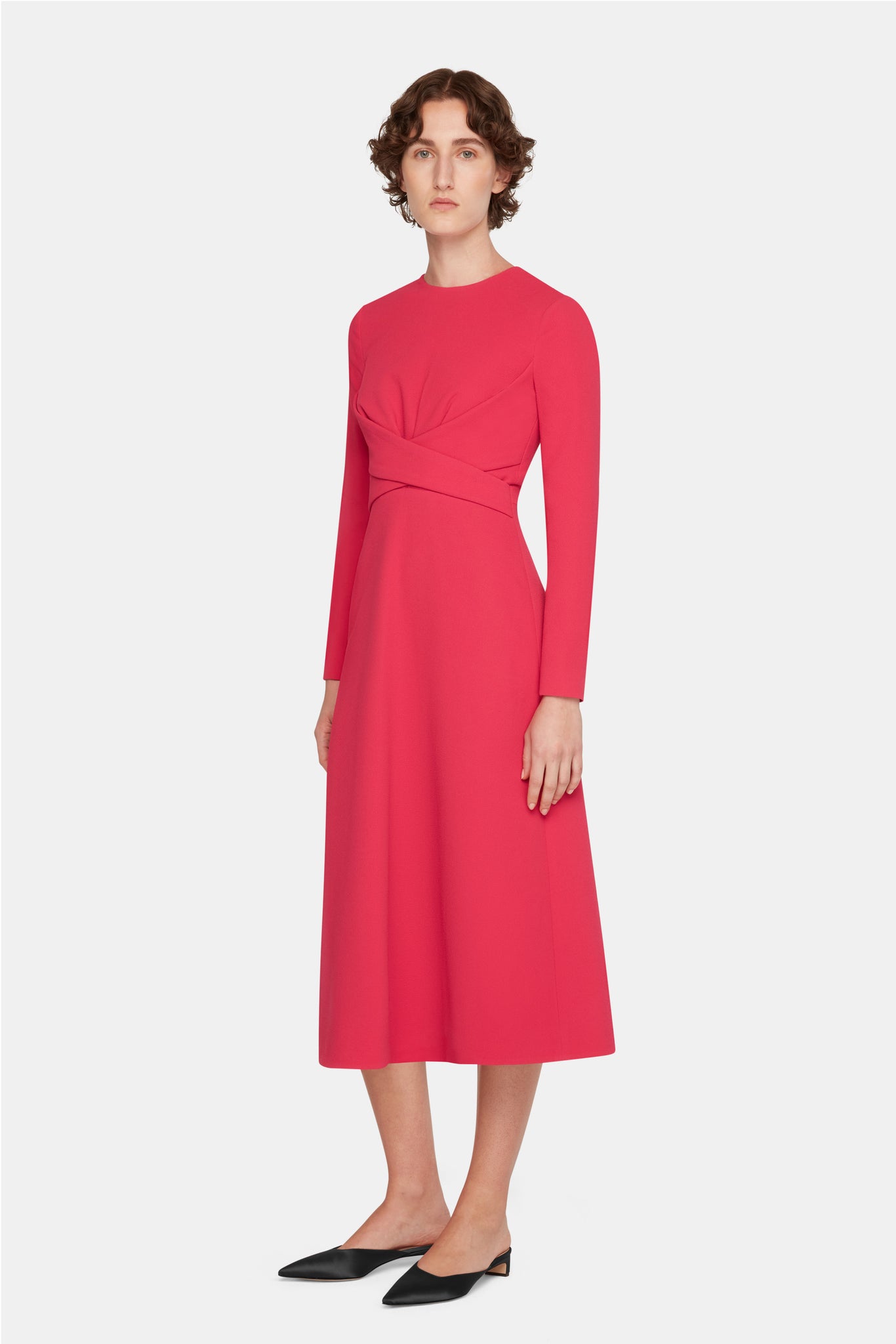Elta Dress In Watermelon Pink Double Crepe | Emilia Wickstead Elta Dress In Watermelon Pink Double Crepe | Emilia Wickstead