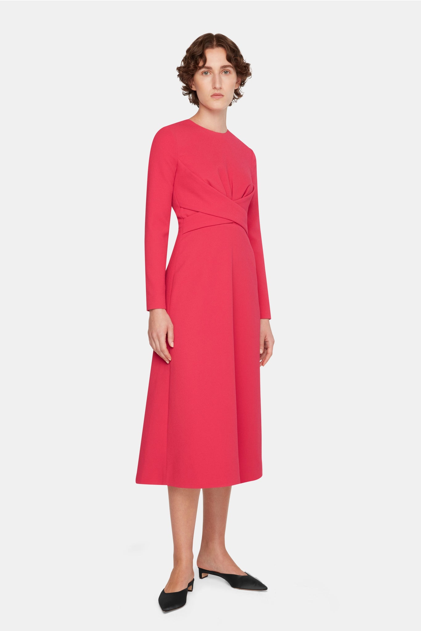 Elta Dress In Watermelon Pink Double Crepe | Emilia Wickstead