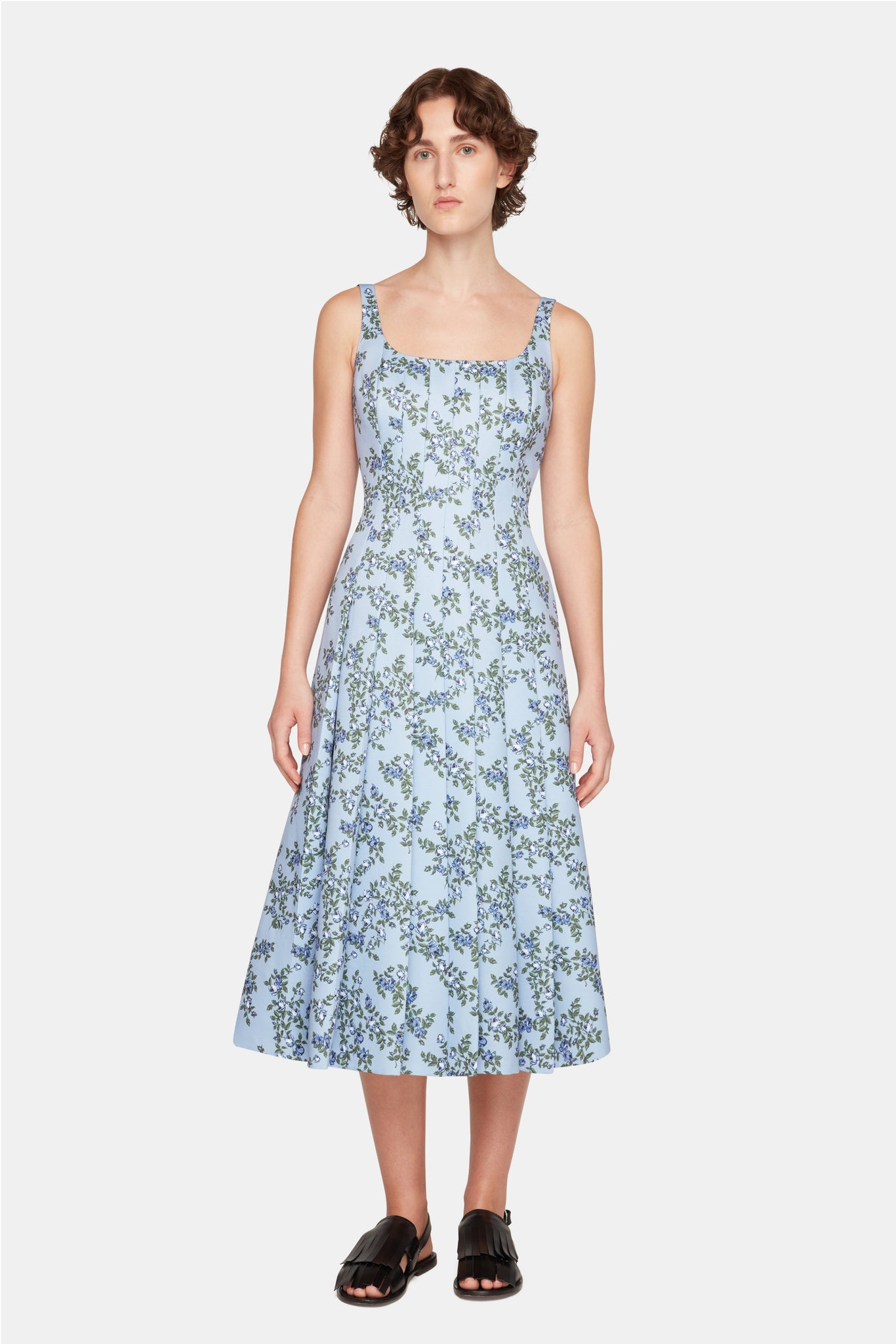 Adele Dress In Blue Roses Baby Blue Taffeta Faille | Emilia Wickstead