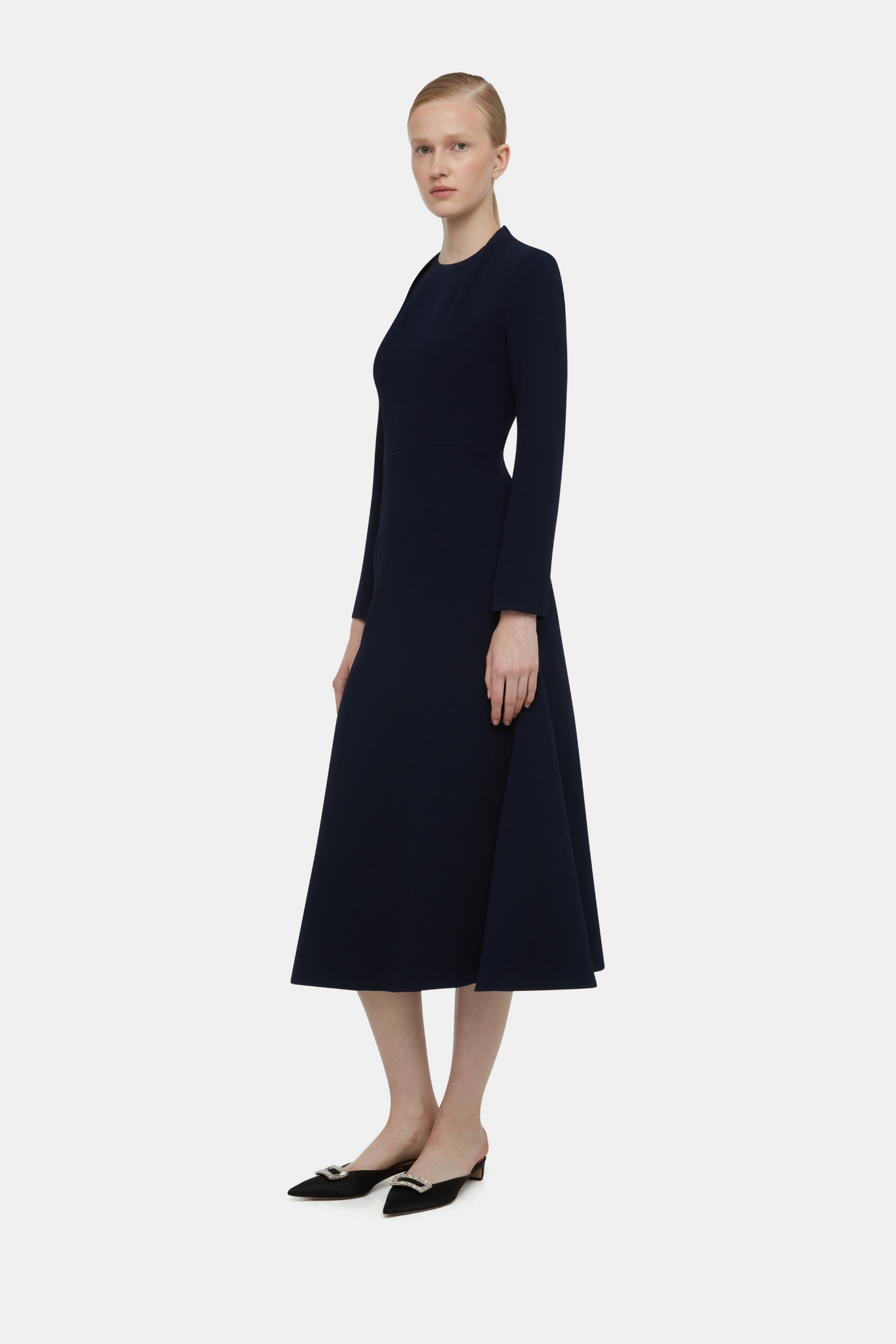 Seneca Dress In Midnight Double Crepe | Emilia Wickstead